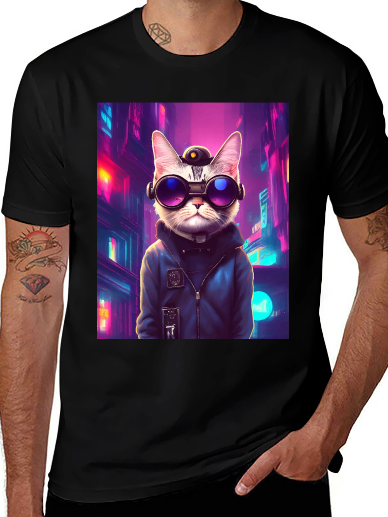 Variant 29 of Cyberpunk Cat T-Shirt