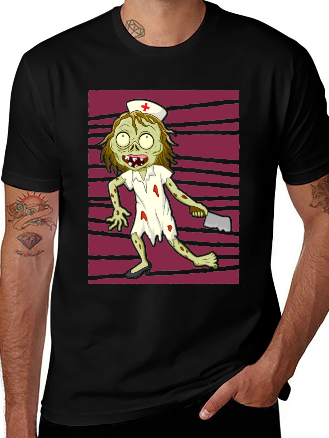 Variant 12 of Zombie Nurse Graphic Tee - Halloween Apparel