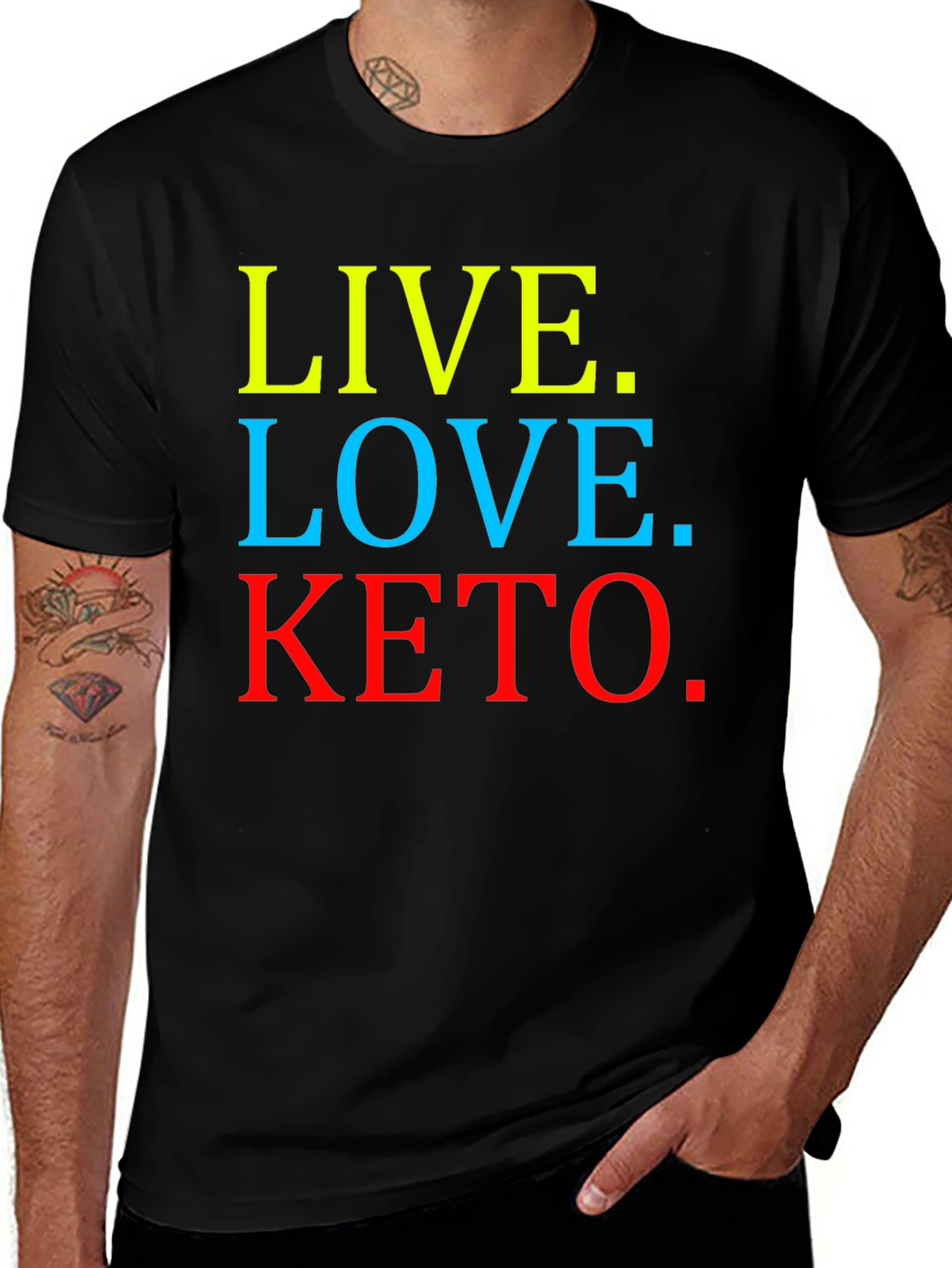 Variant 19 of Live Love Keto T-Shirt - Black Crew Neck
