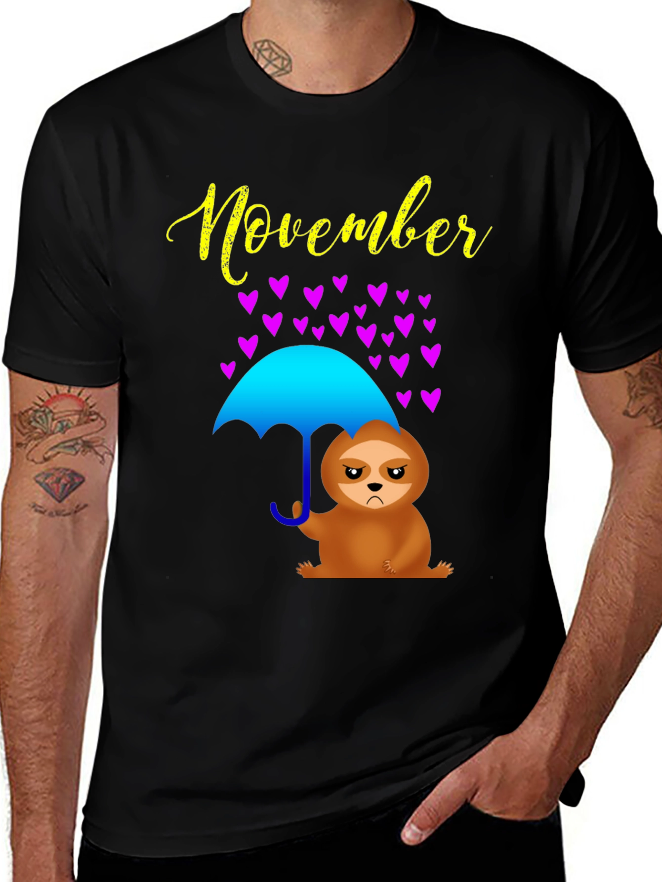 Variant 9 of November Sloth Under Umbrella T-Shirt
