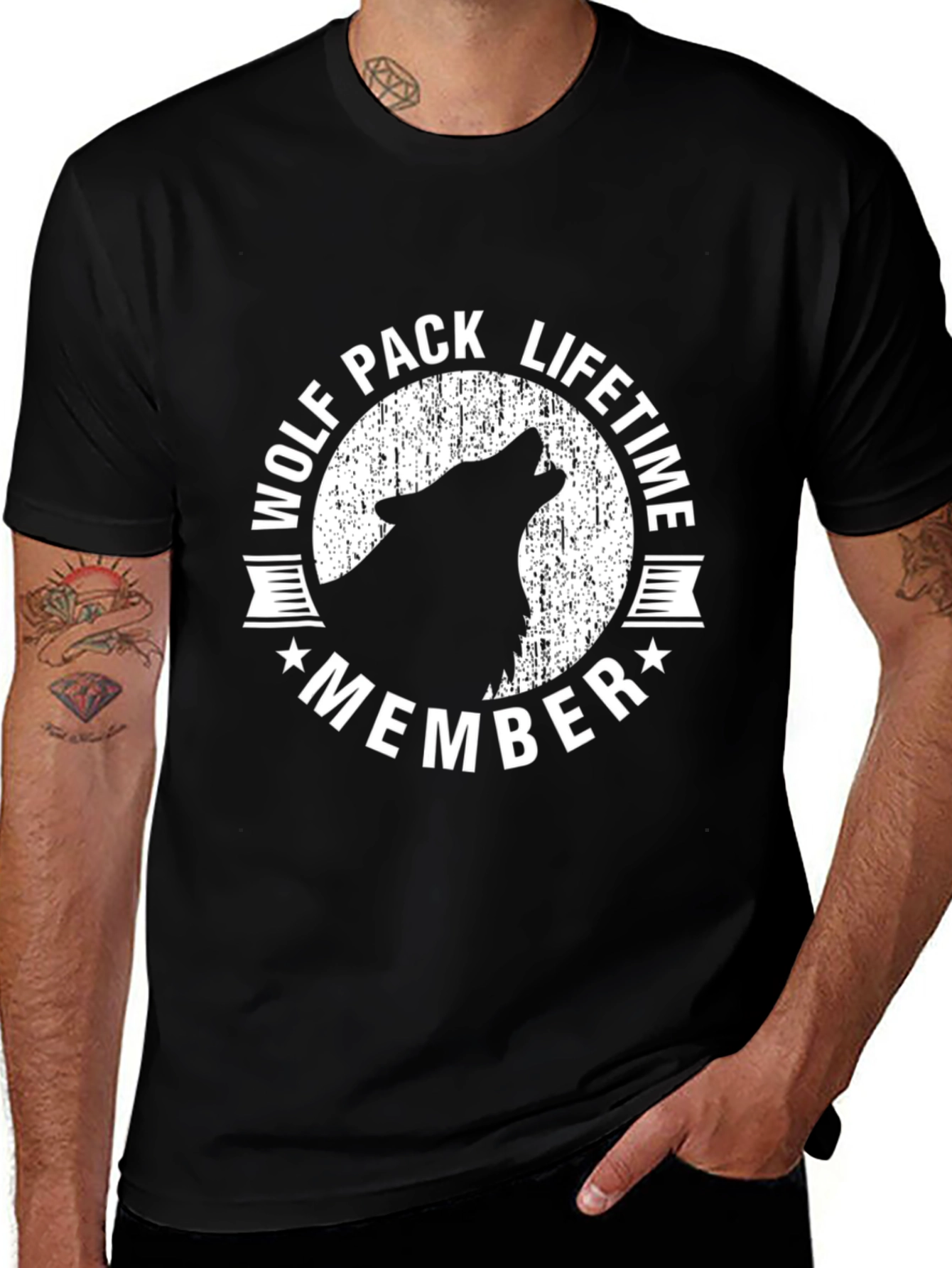 Variant 7 of Wolf Pack Lifetime Member Black T-Shirt