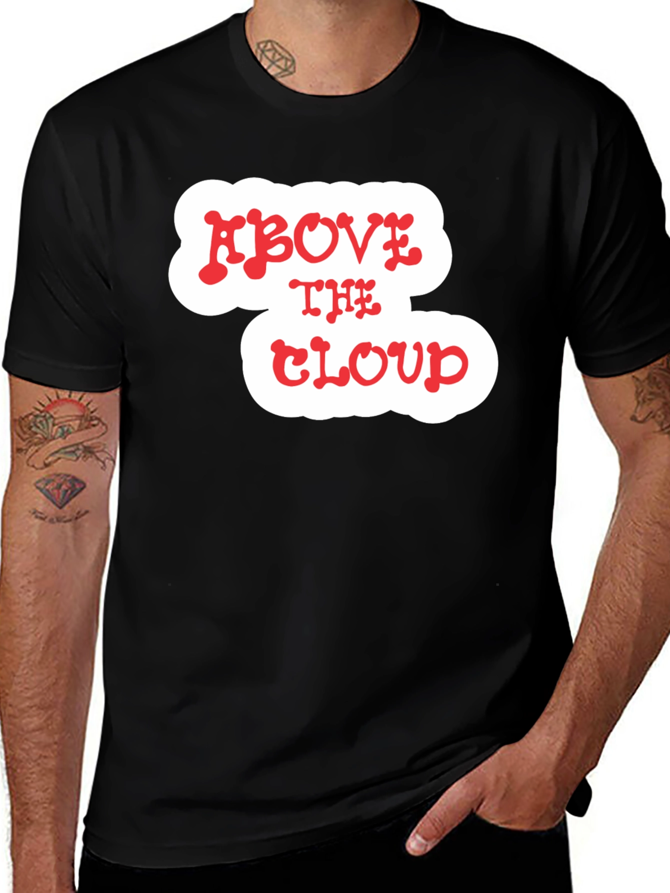 Variant 25 of Above The Cloud Graphic Print Black T-Shirt