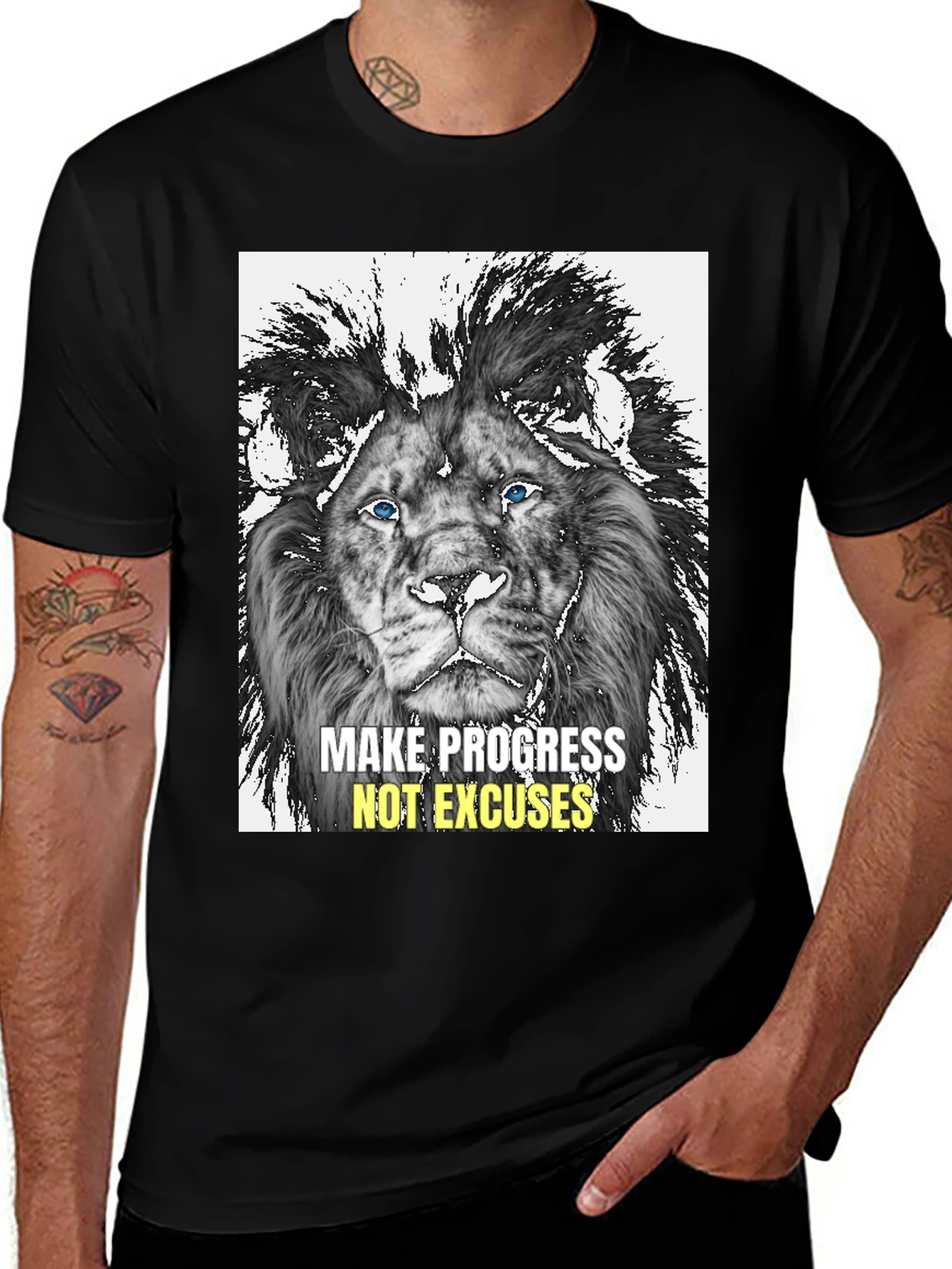 Variant 25 of Lion Graphic Print Tee - Progress Over Excuses
