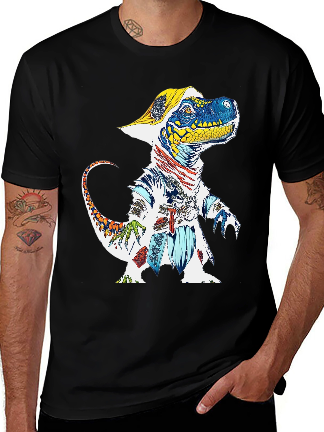 Variant 19 of Dino Samurai Graphic Tee - Cool Casual Wear