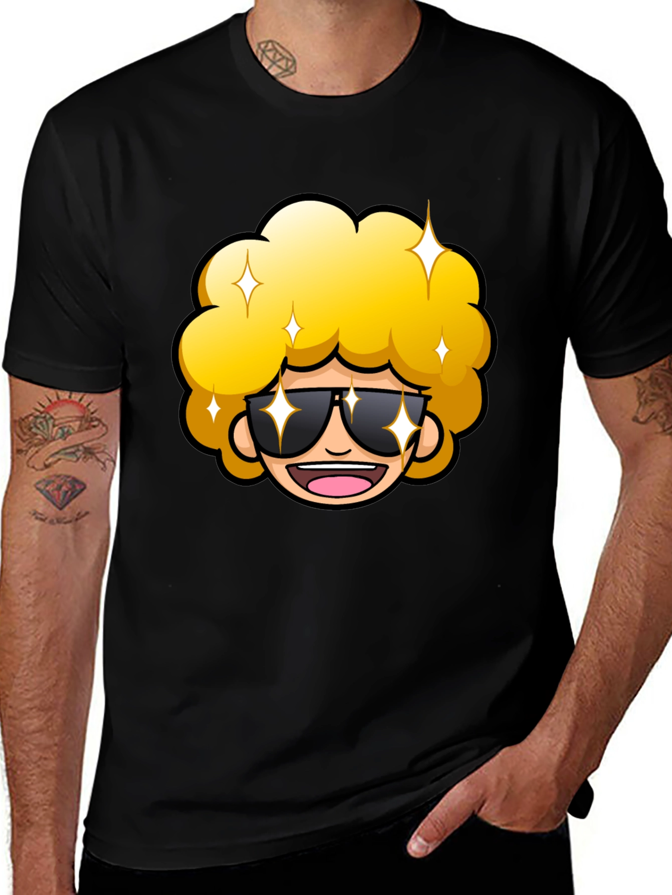 Variant 28 of Fun Cartoon Character Black T-Shirt
