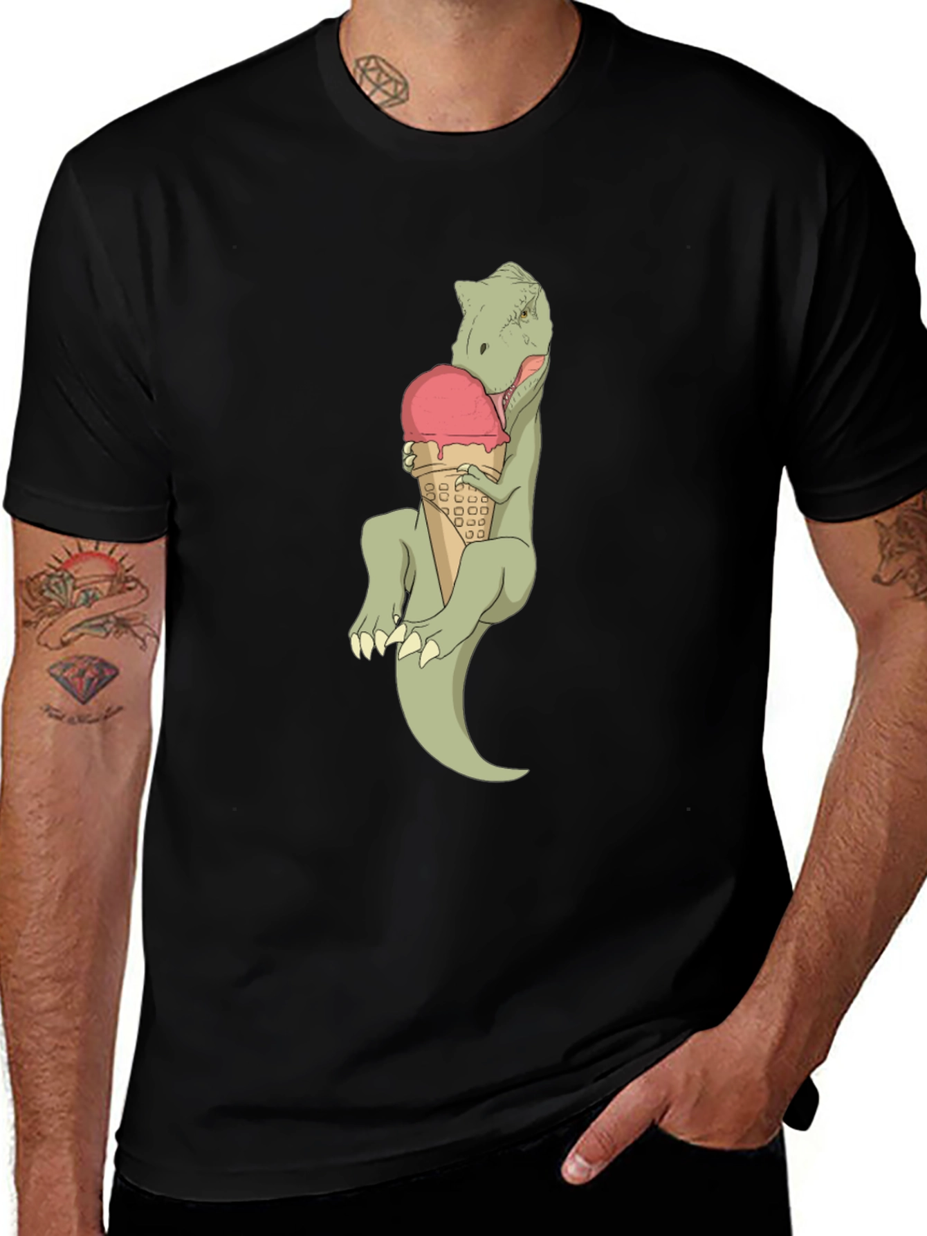 Variant 23 of Dino Ice Cream T-Shirt - Fun Graphic Tee
