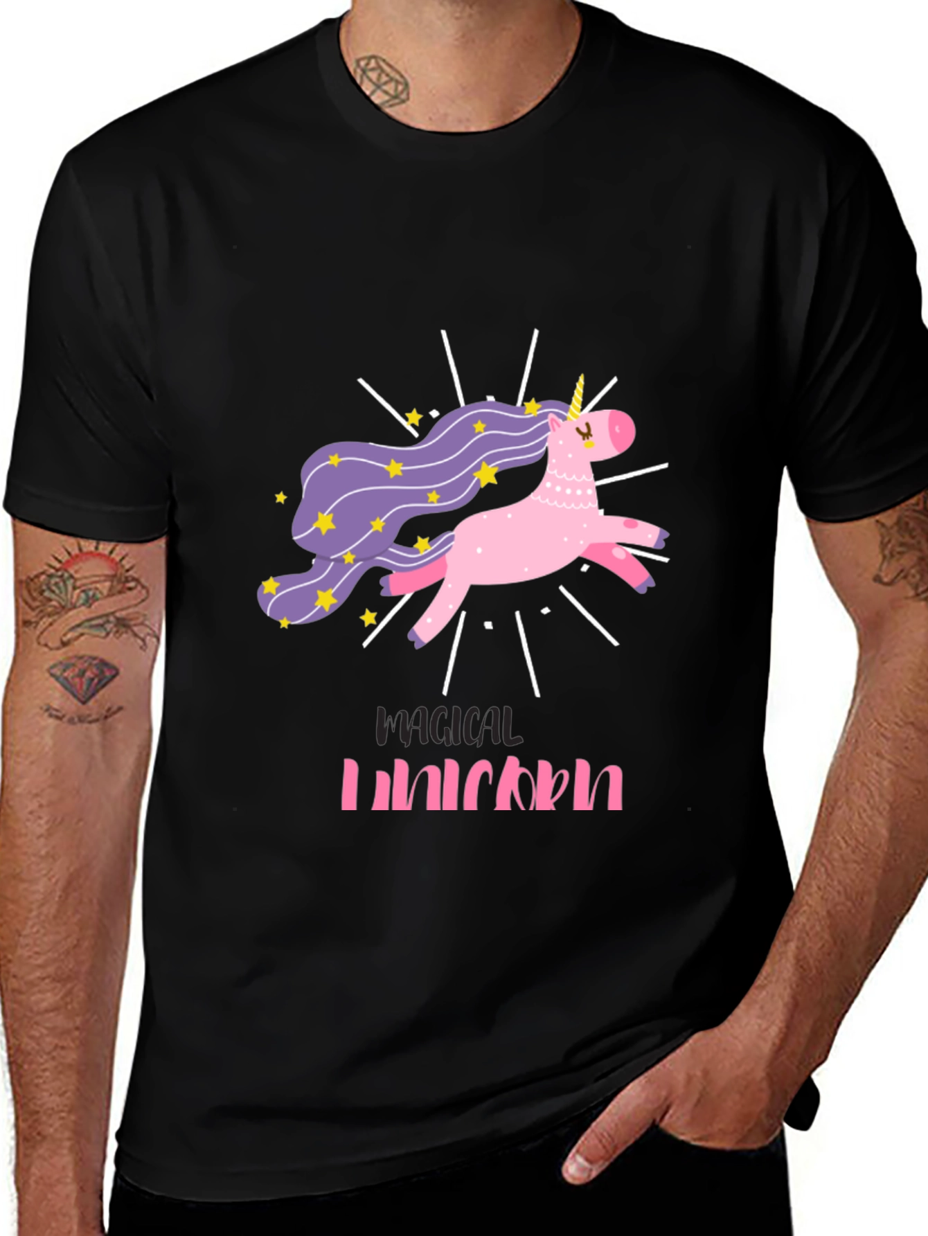 Variant 23 of Magical Unicorn Graphic Tee - Black