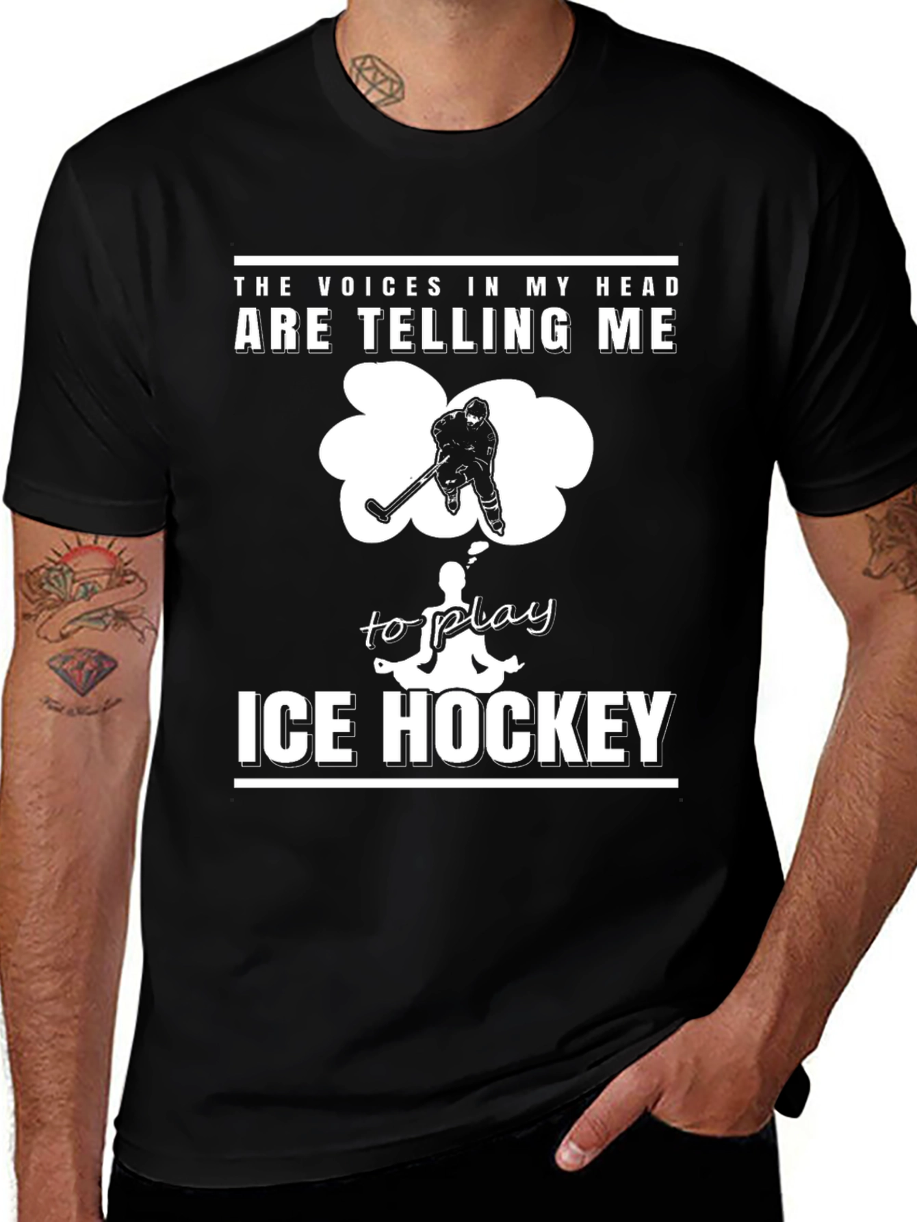 Variant 22 of Ice Hockey T-Shirt: Voices in My Head Graphic Tee