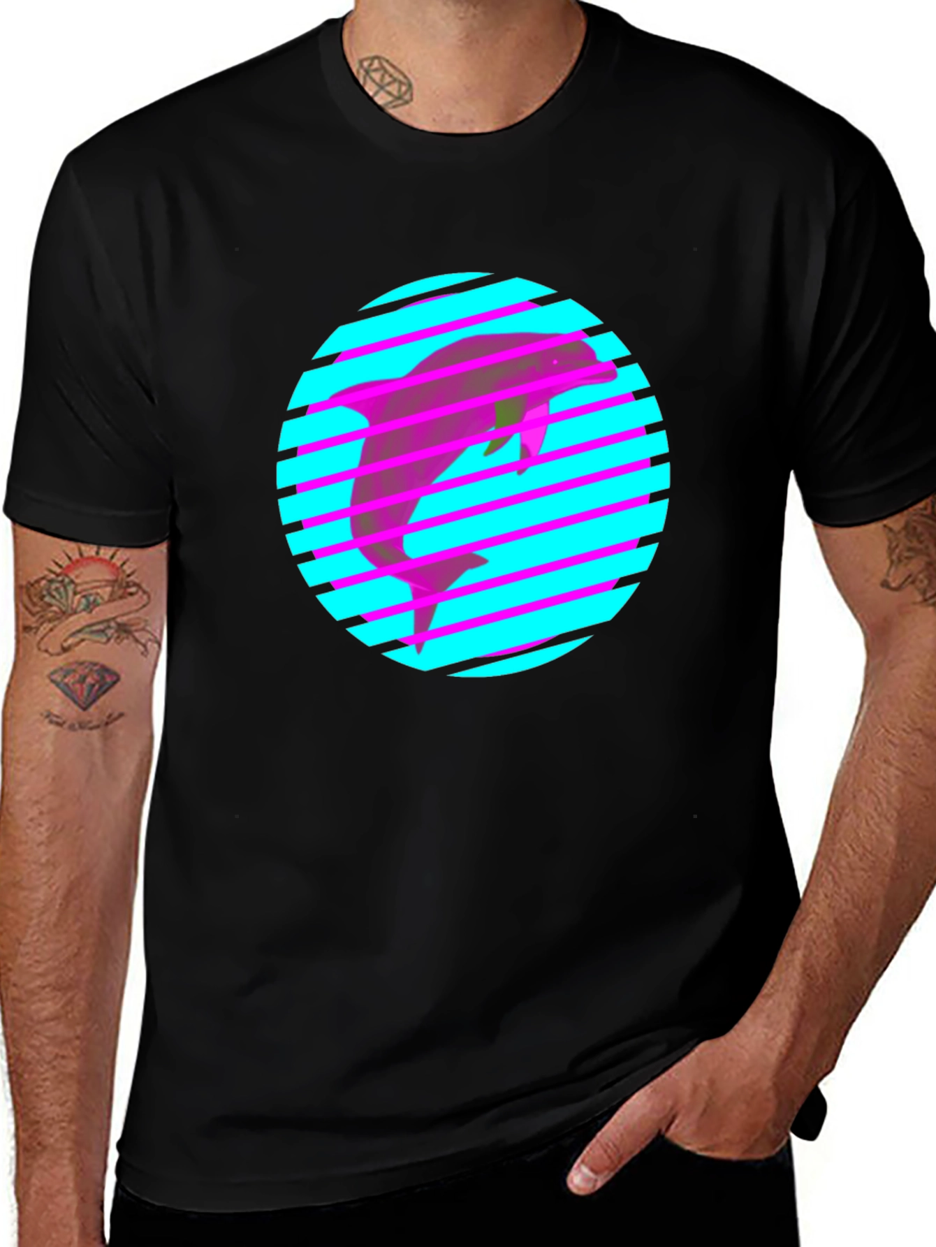 Variant 6 of Retro Dolphin Tee - 80s Style Graphic Print