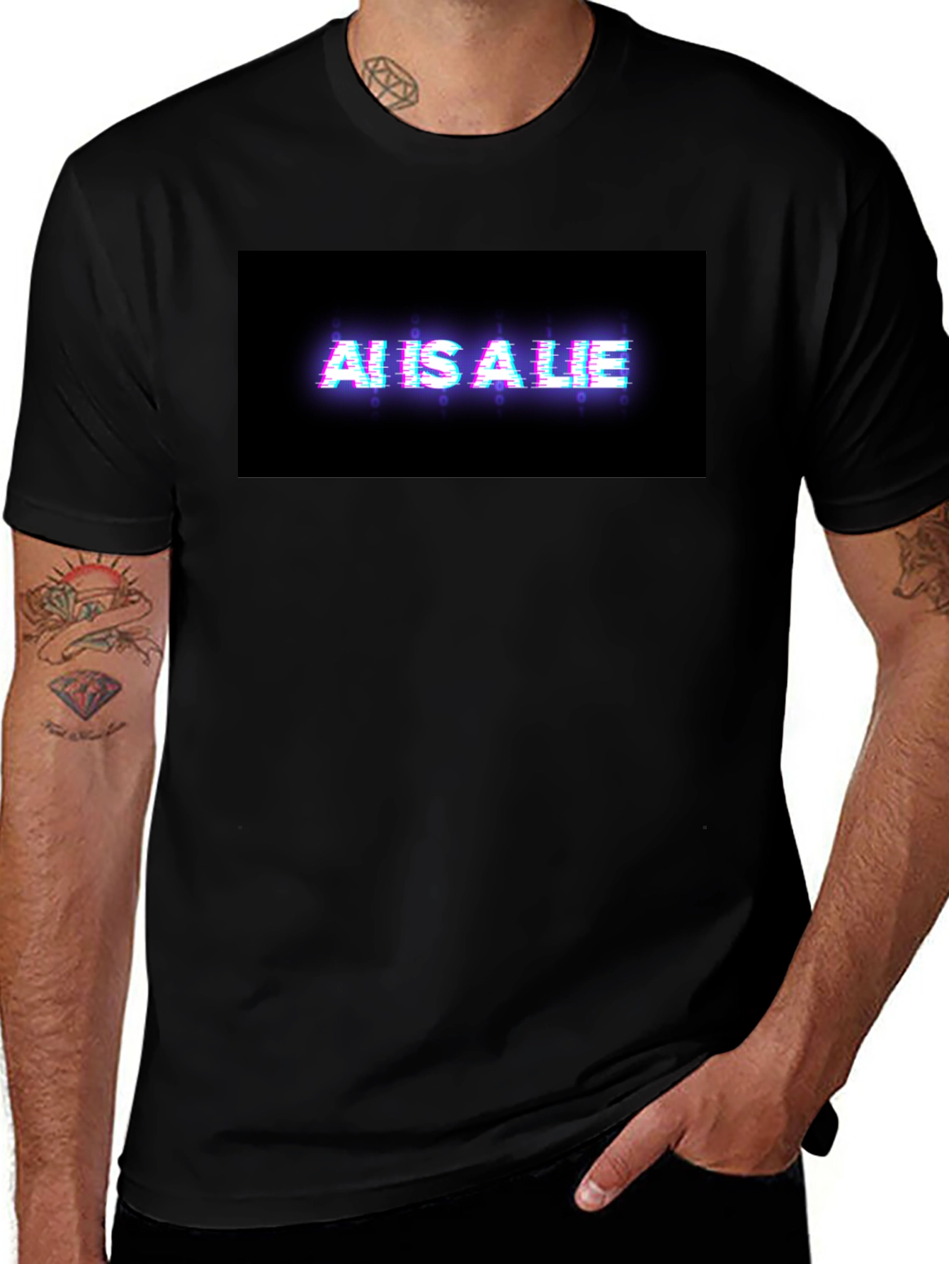 Variant 19 of AI is a Lie Graphic Tee - Glitch Style