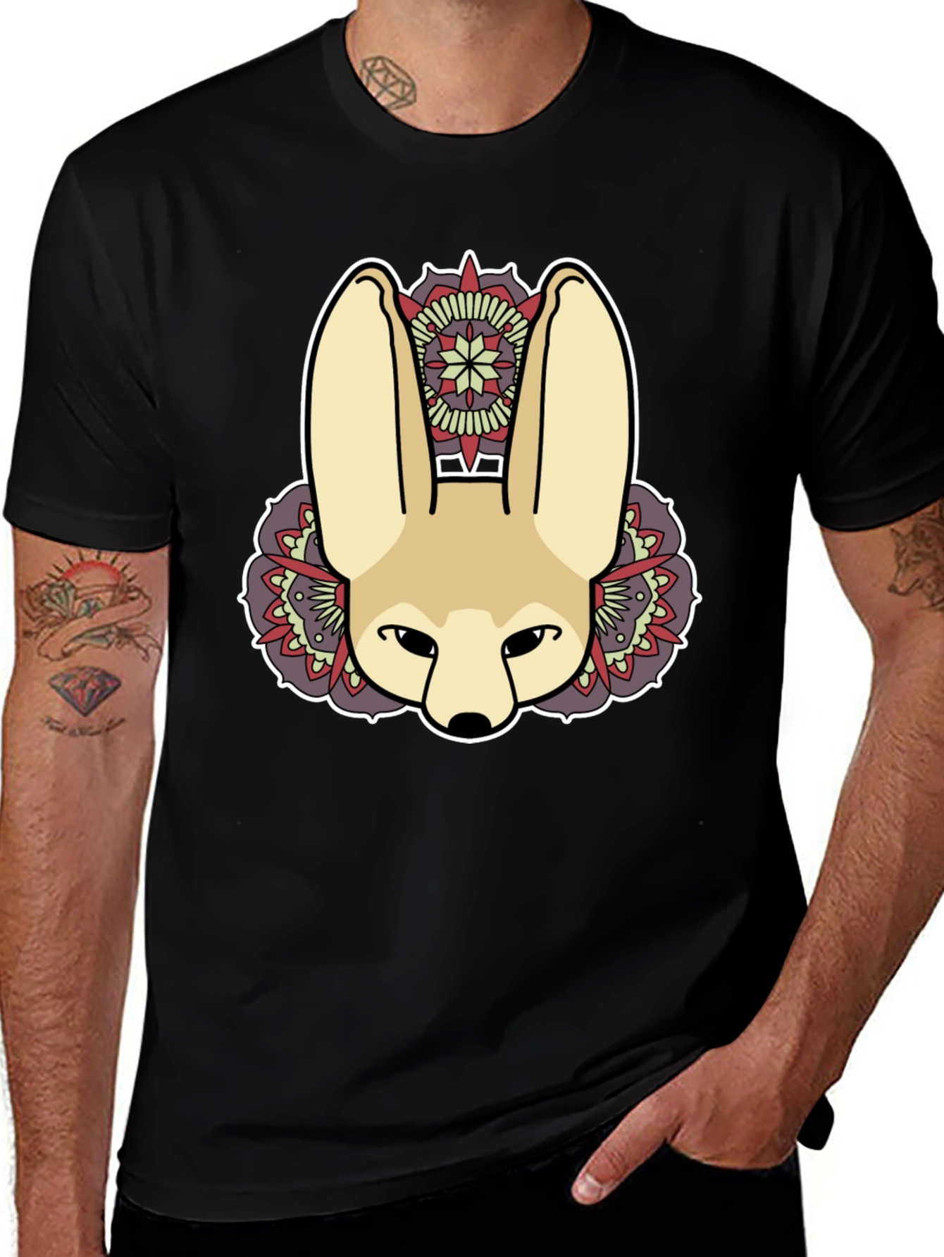 Fennec Fox Mandala Graphic Tee - Unique Animal Art Shirt