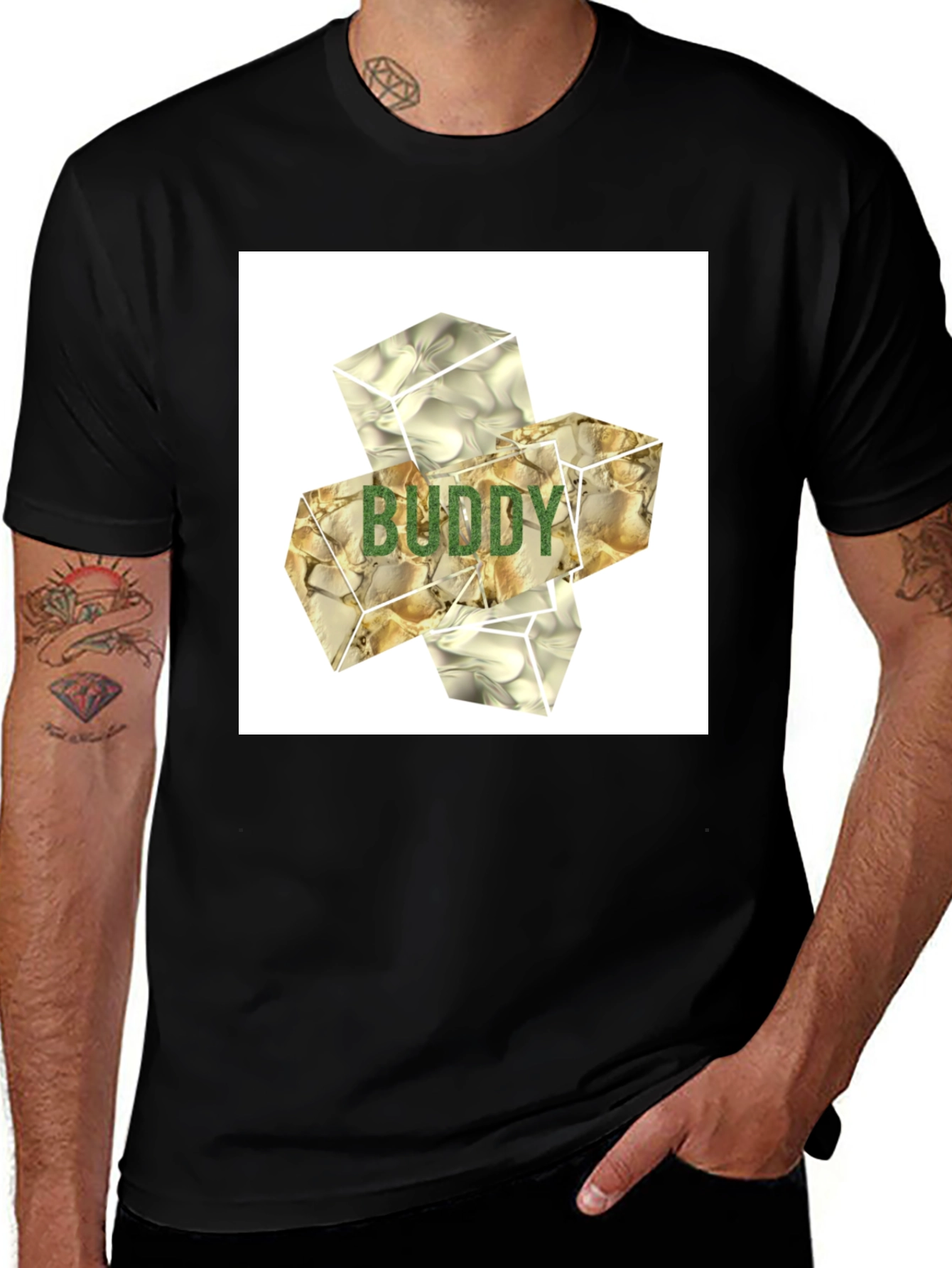 Variant 30 of Buddy Graphic T-Shirt, Trendy Black Tee