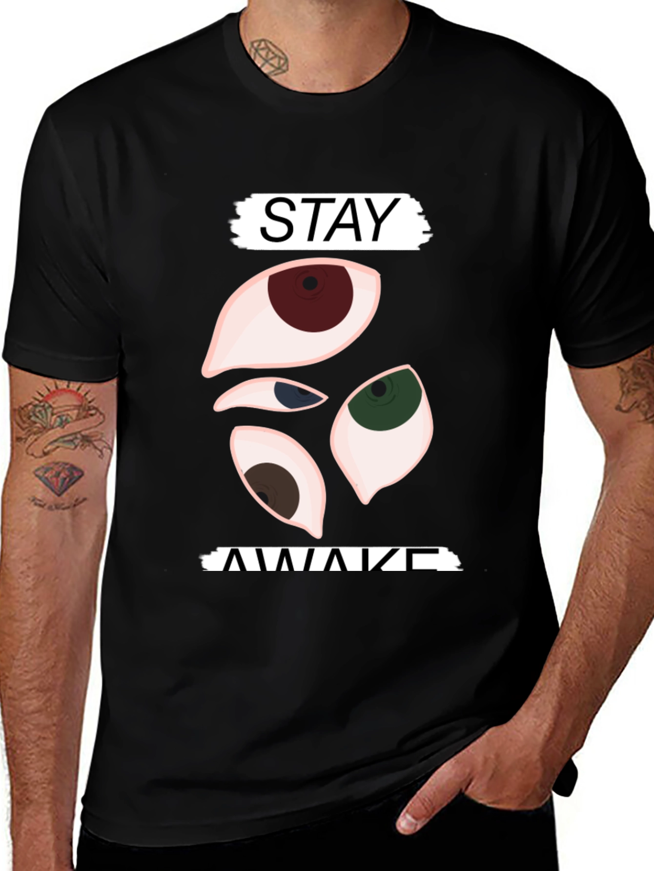 Variant 23 of Stay Awake Graphic Tee - Unique Eye Design
