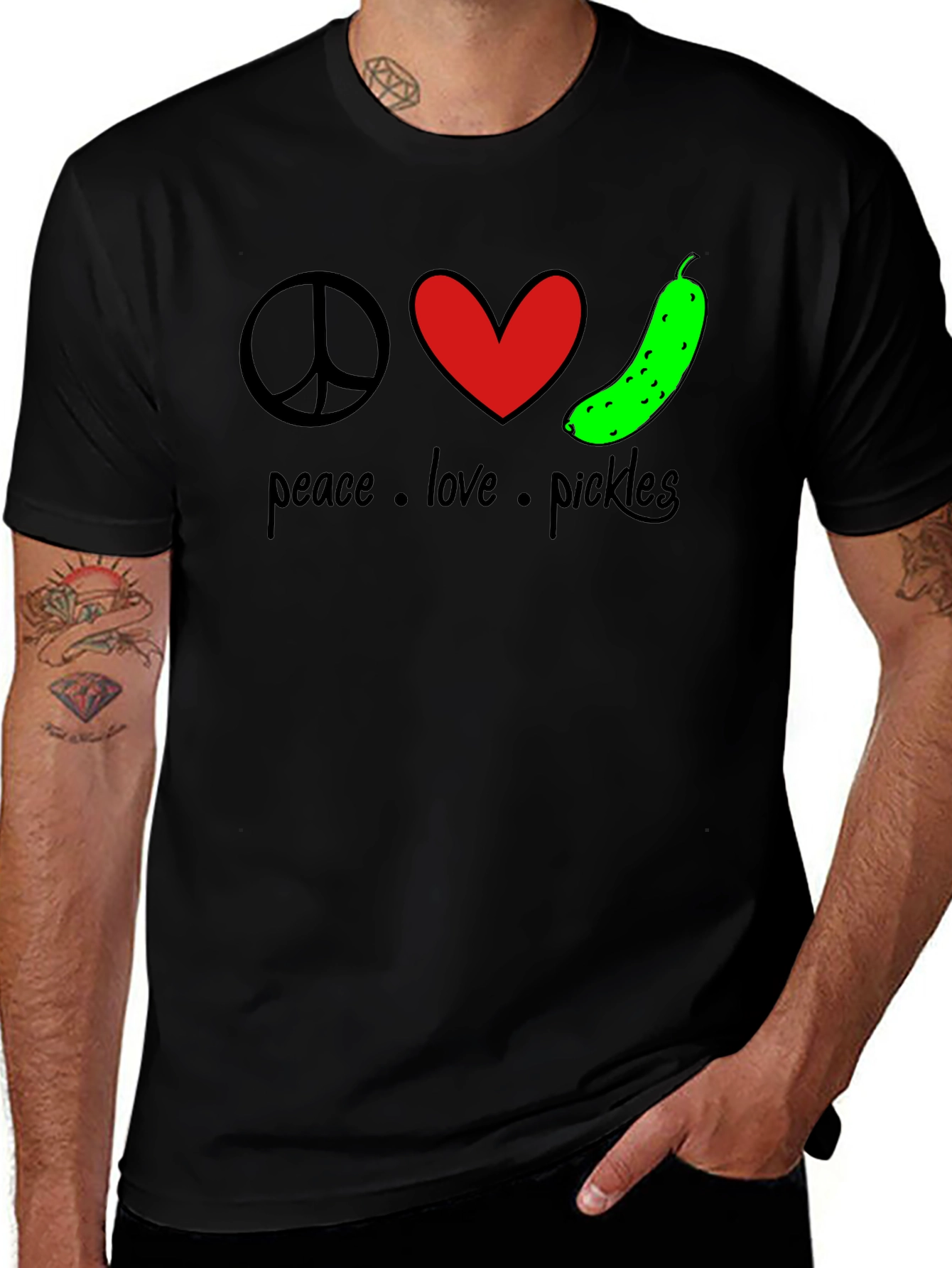 Variant 11 of Peace Love Pickles T-Shirt Novelty Graphic Tee