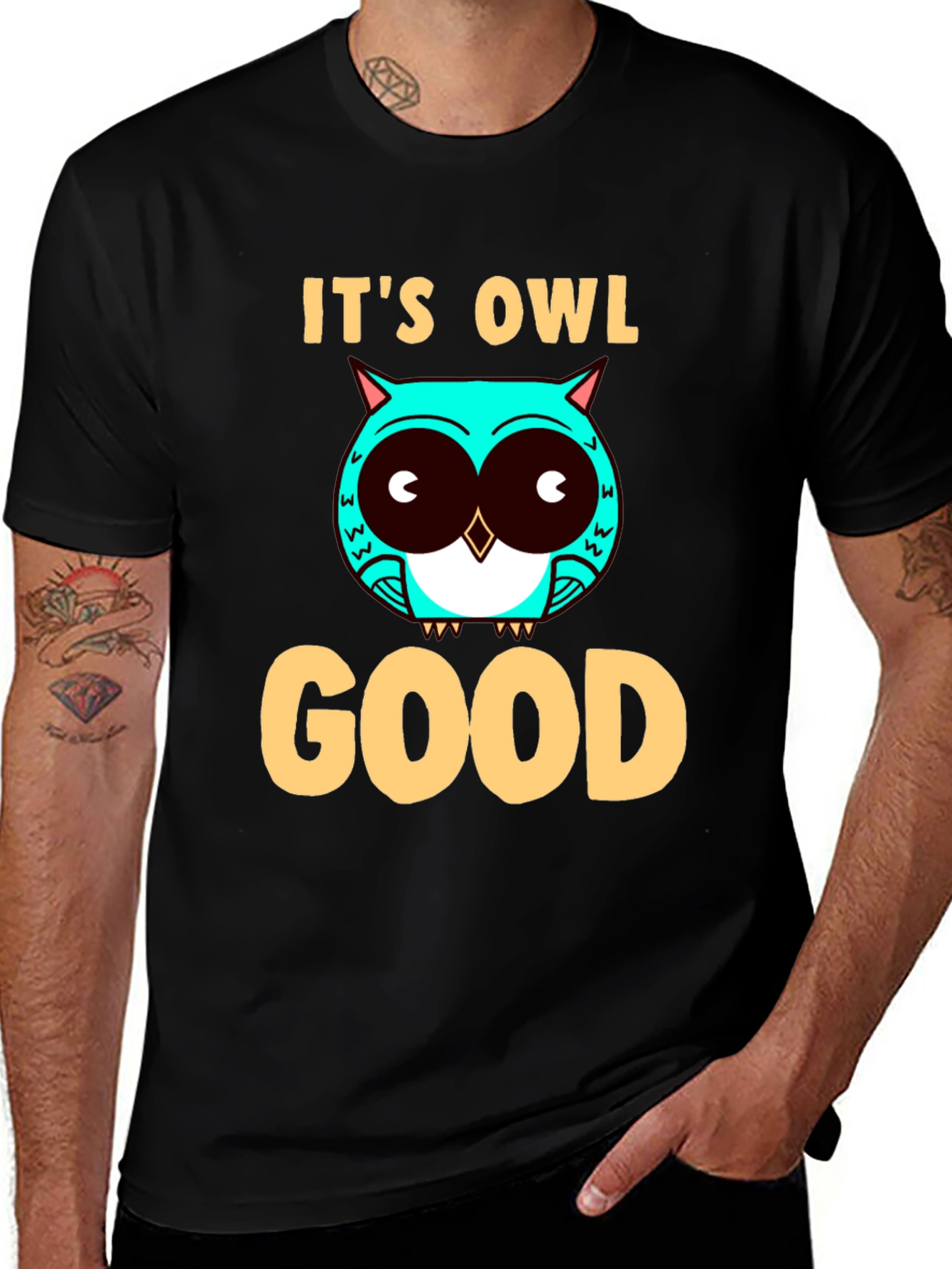 Variant 10 of It's Owl Good Graphic Tee - Mens Black T-Shirt