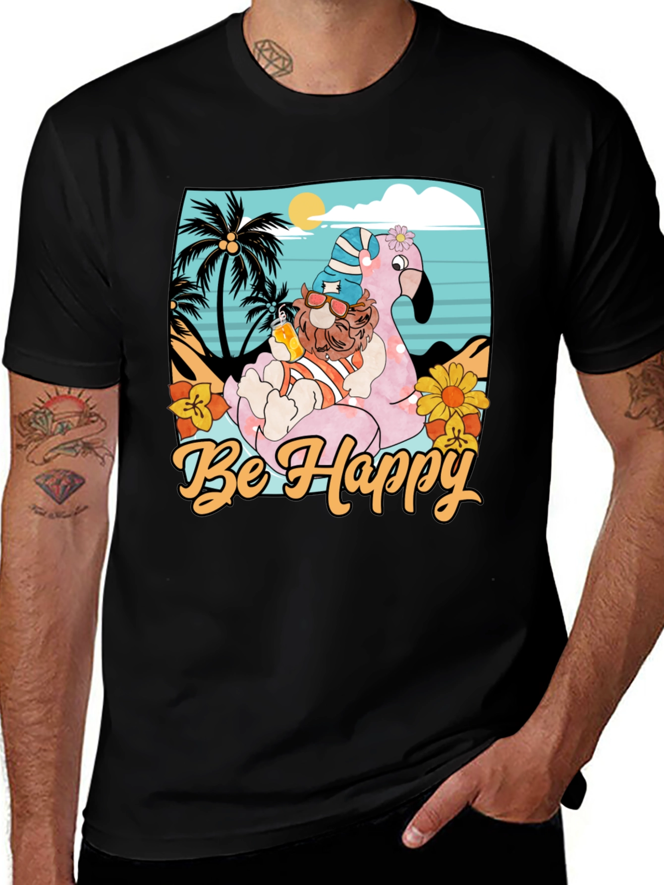 Variant 29 of Be Happy Flamingo Beach T-Shirt