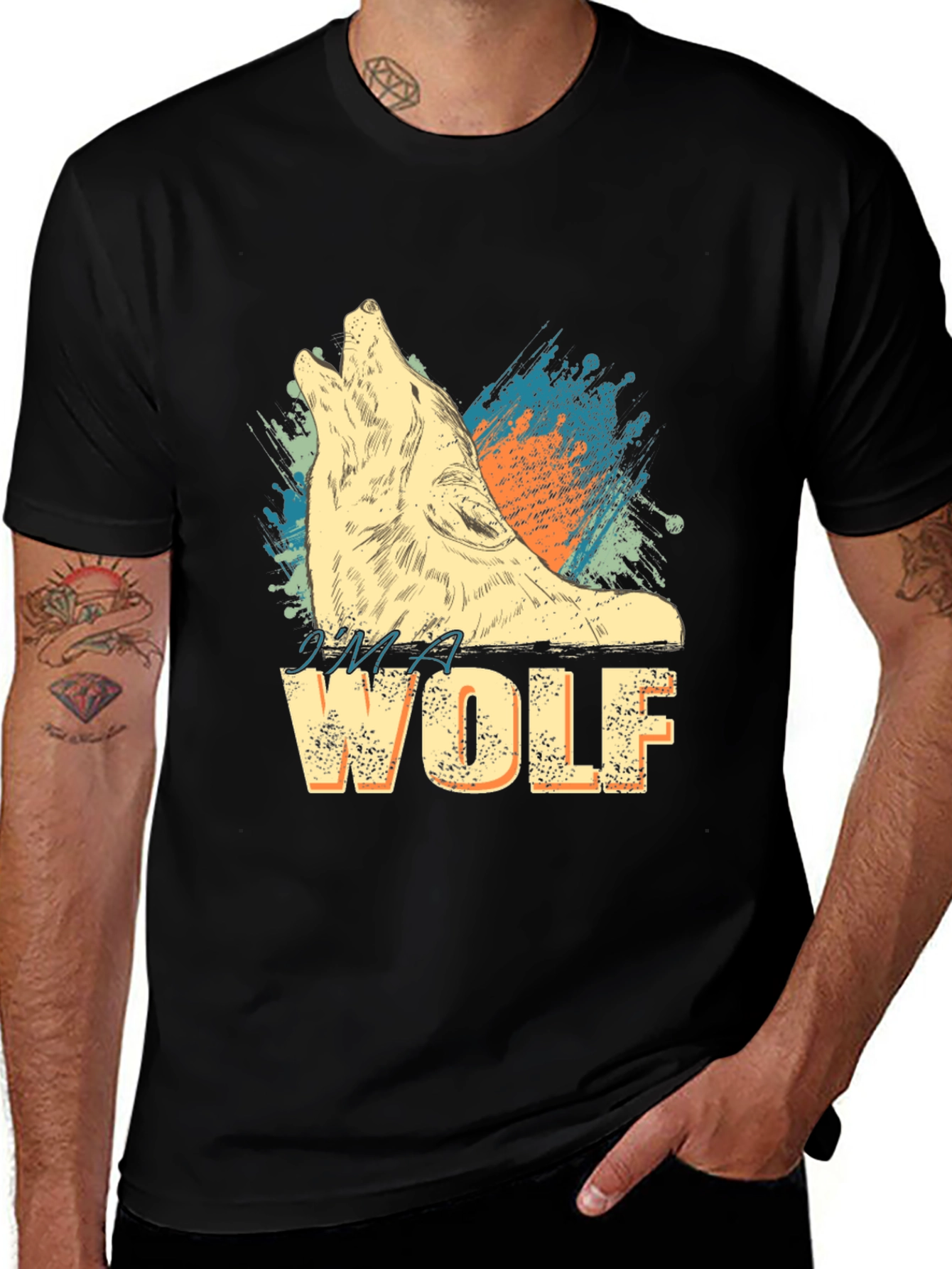 Variant 17 of I'm A Wolf Graphic Print Crew Neck T-Shirt