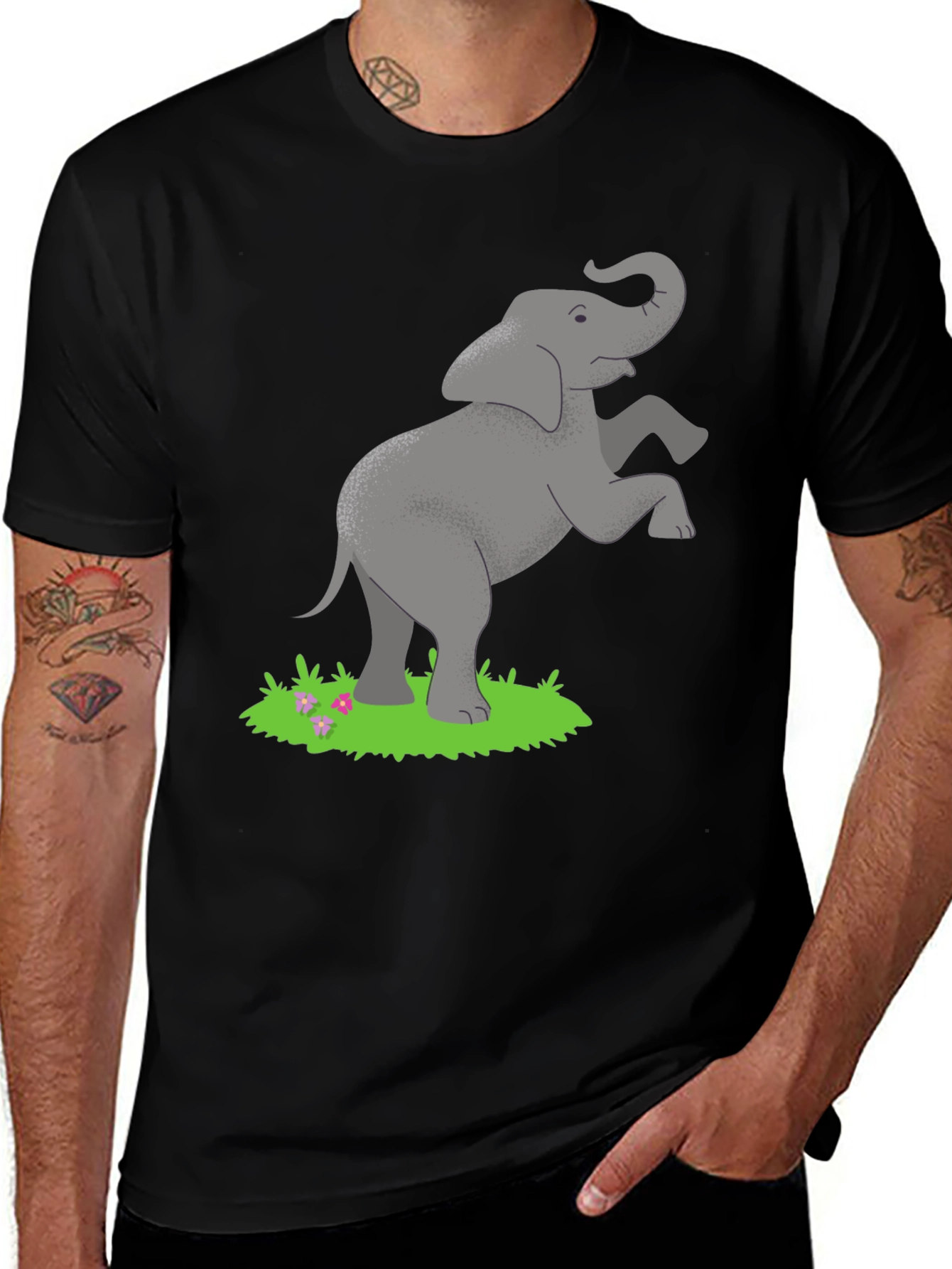 Variant 29 of Elephant Graphic Tee - Classic Black Cotton Comfort