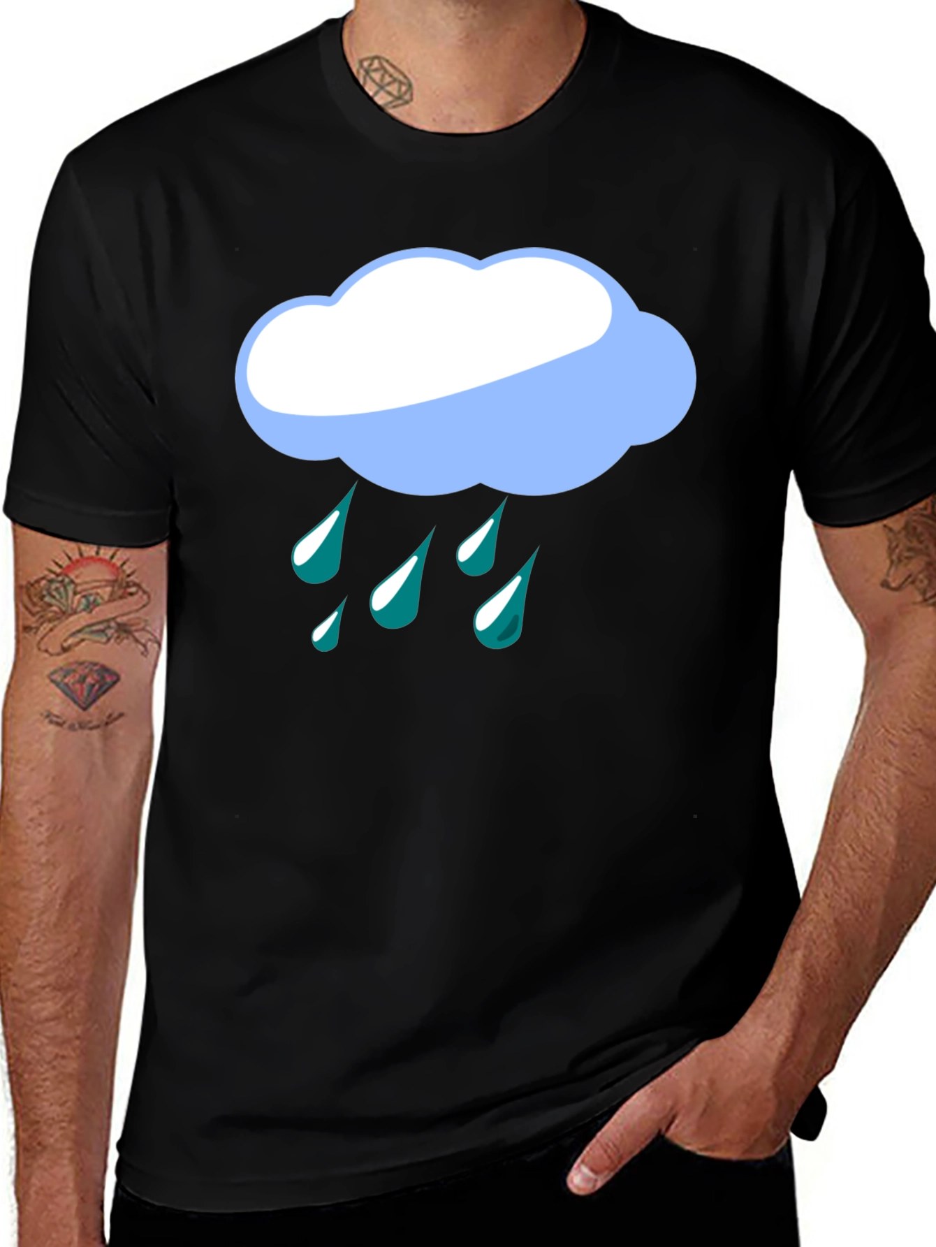 Variant 21 of Rainy Day Cloud Graphic Tee - Black T-Shirt