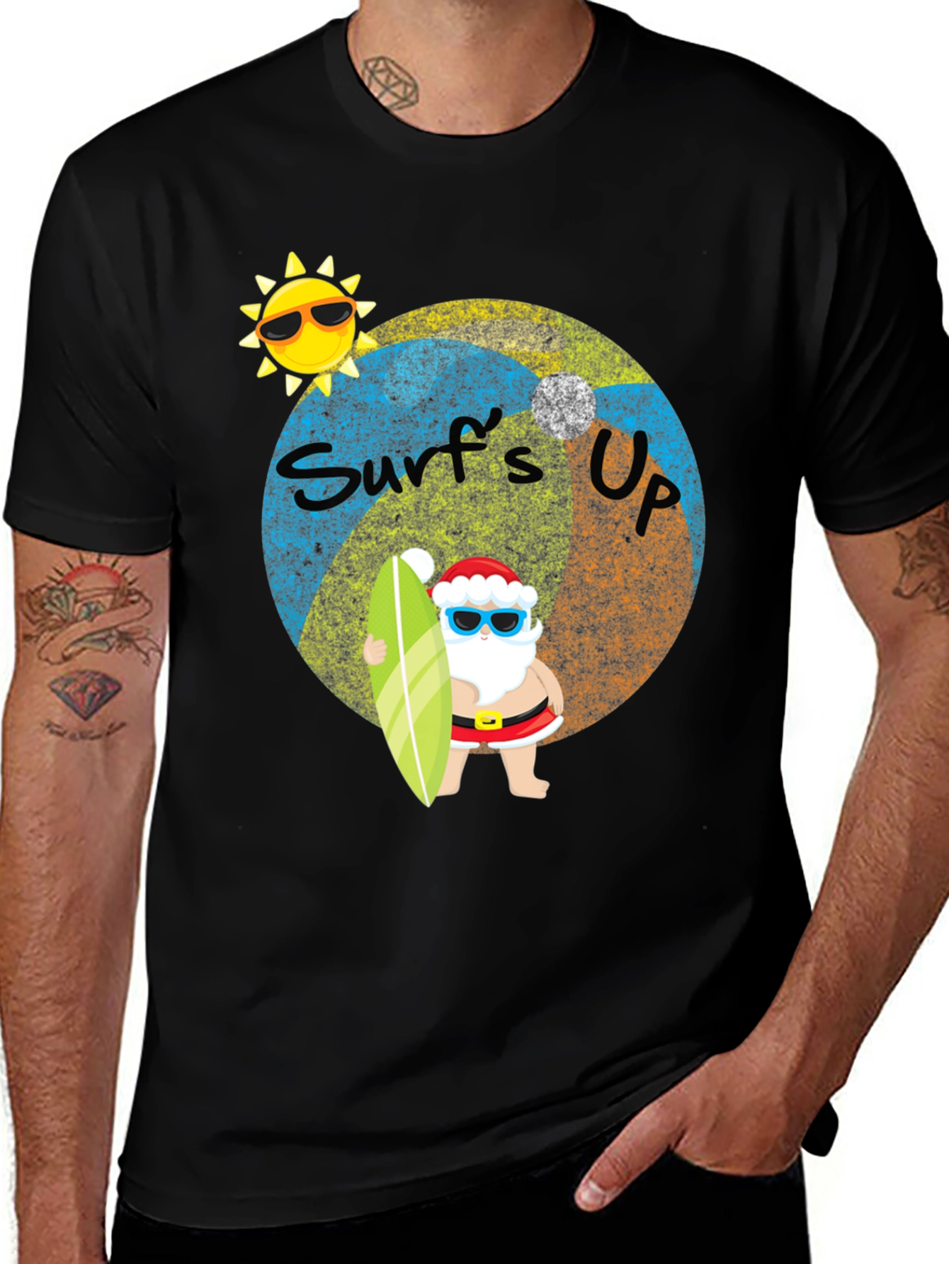 Surf's Up Santa Graphic T-Shirt