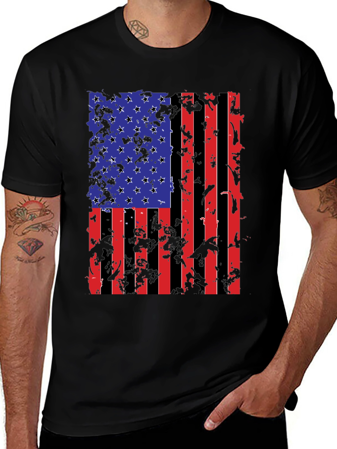 Variant 27 of Distressed American Flag Graphic Tee