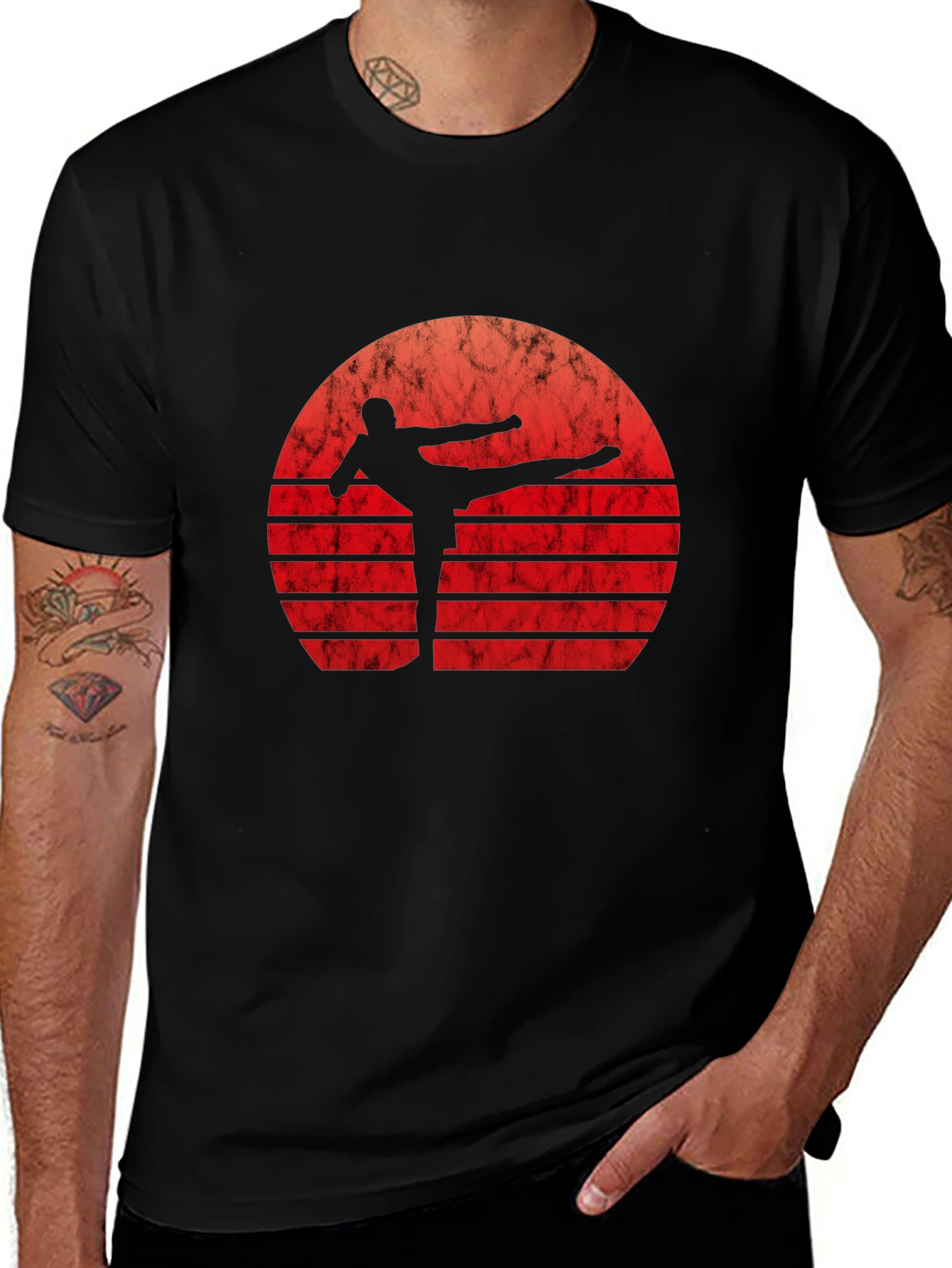 Retro Martial Arts Sunset Graphic Tee