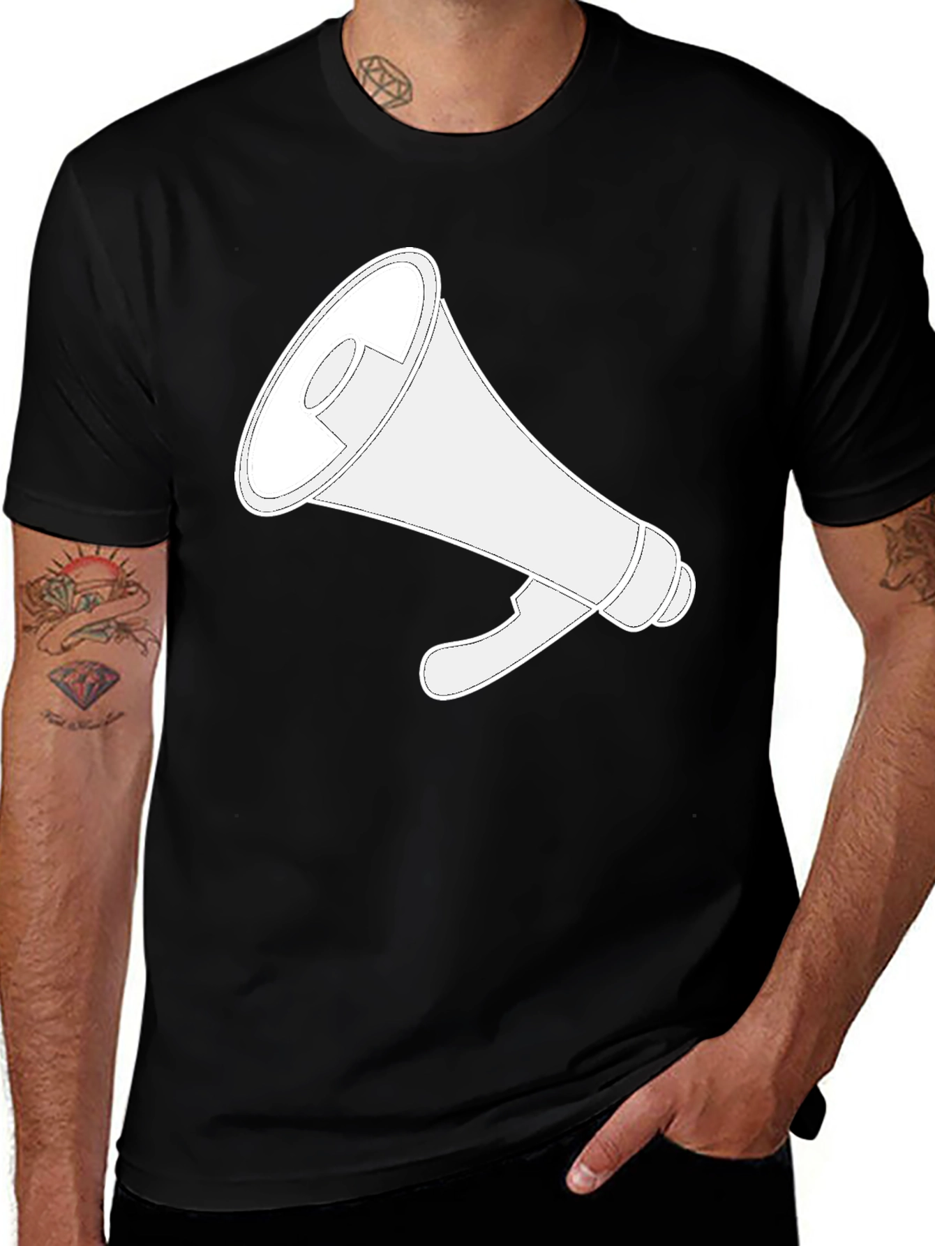 Variant 25 of Megaphone Graphic Tee - Black Cotton Comfort