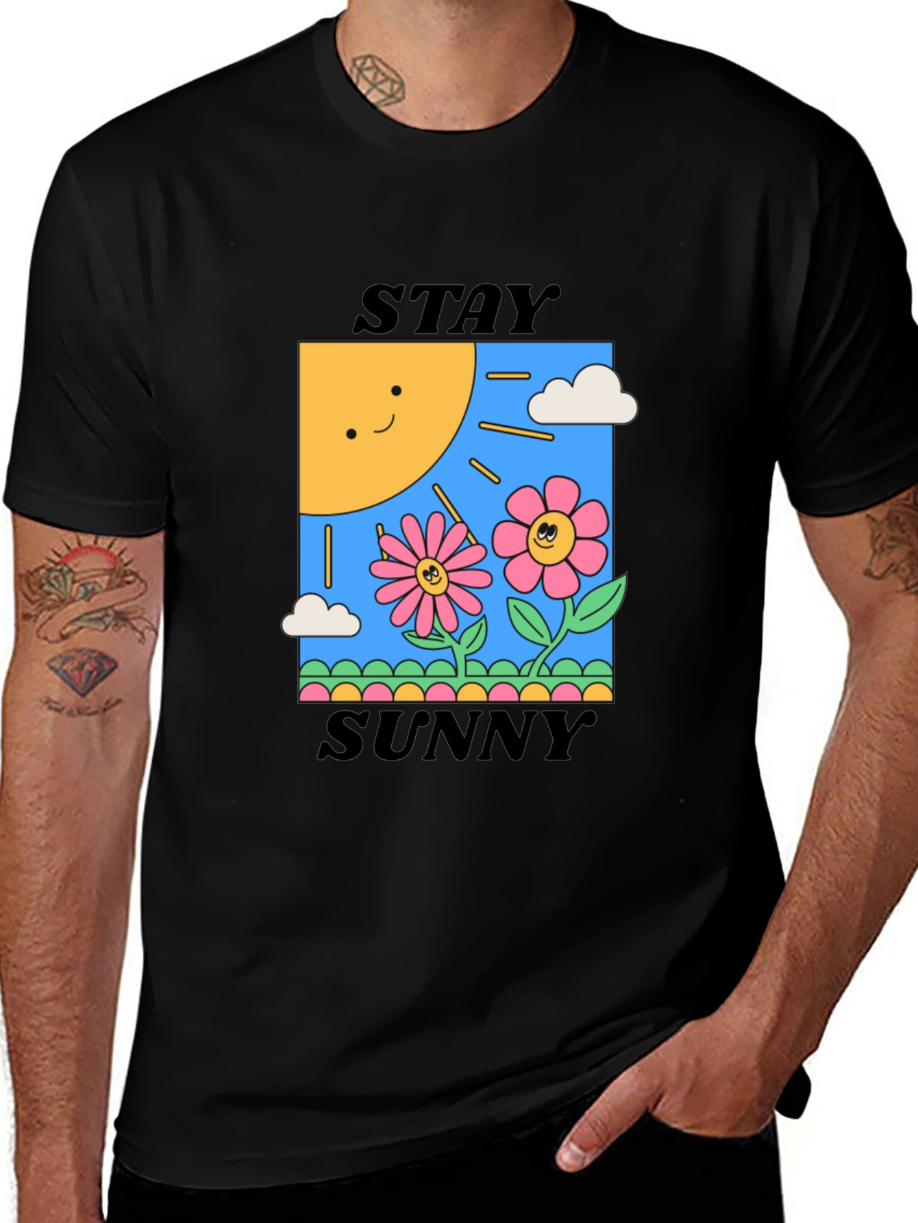 Variant 21 of Stay Sunny Black Graphic Tee