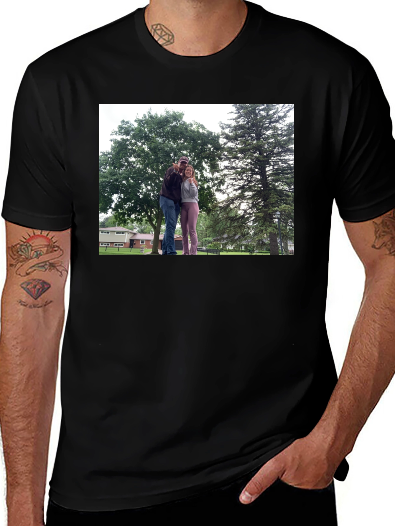 Personalized Photo Print Black T-Shirt