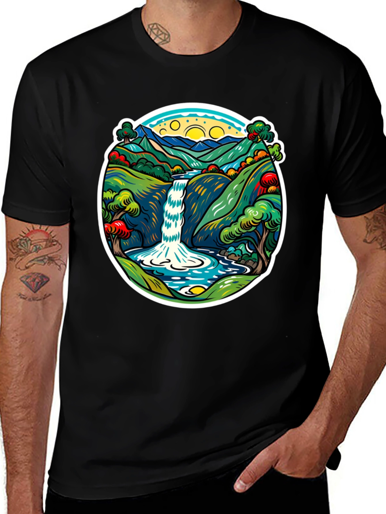 Nature Waterfall Graphic T-Shirt