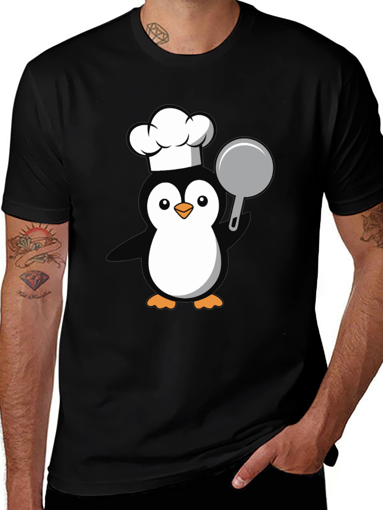 Chef Penguin Graphic T-Shirt - Black