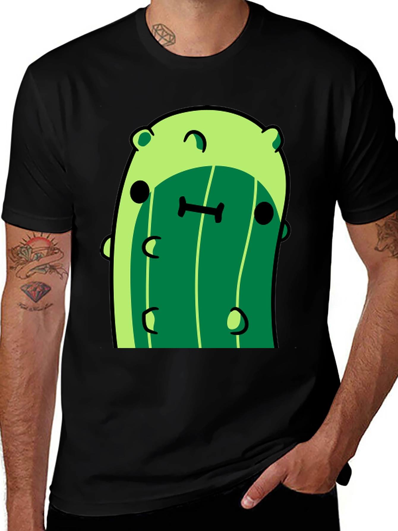 Variant 17 of Cute Pickle Character Black T-Shirt