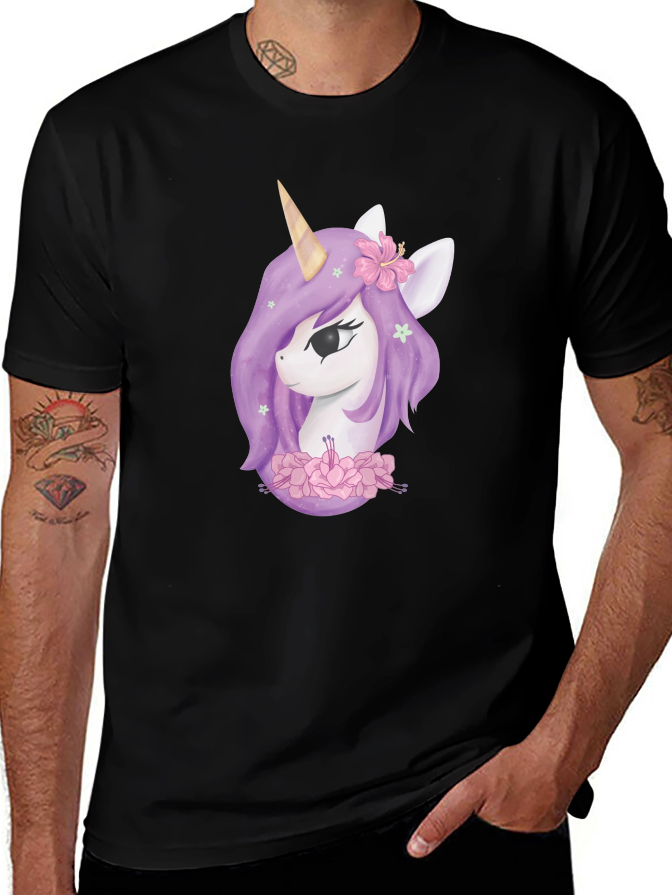 Variant 15 of Unicorn Graphic Tee - Black Cotton T-Shirt