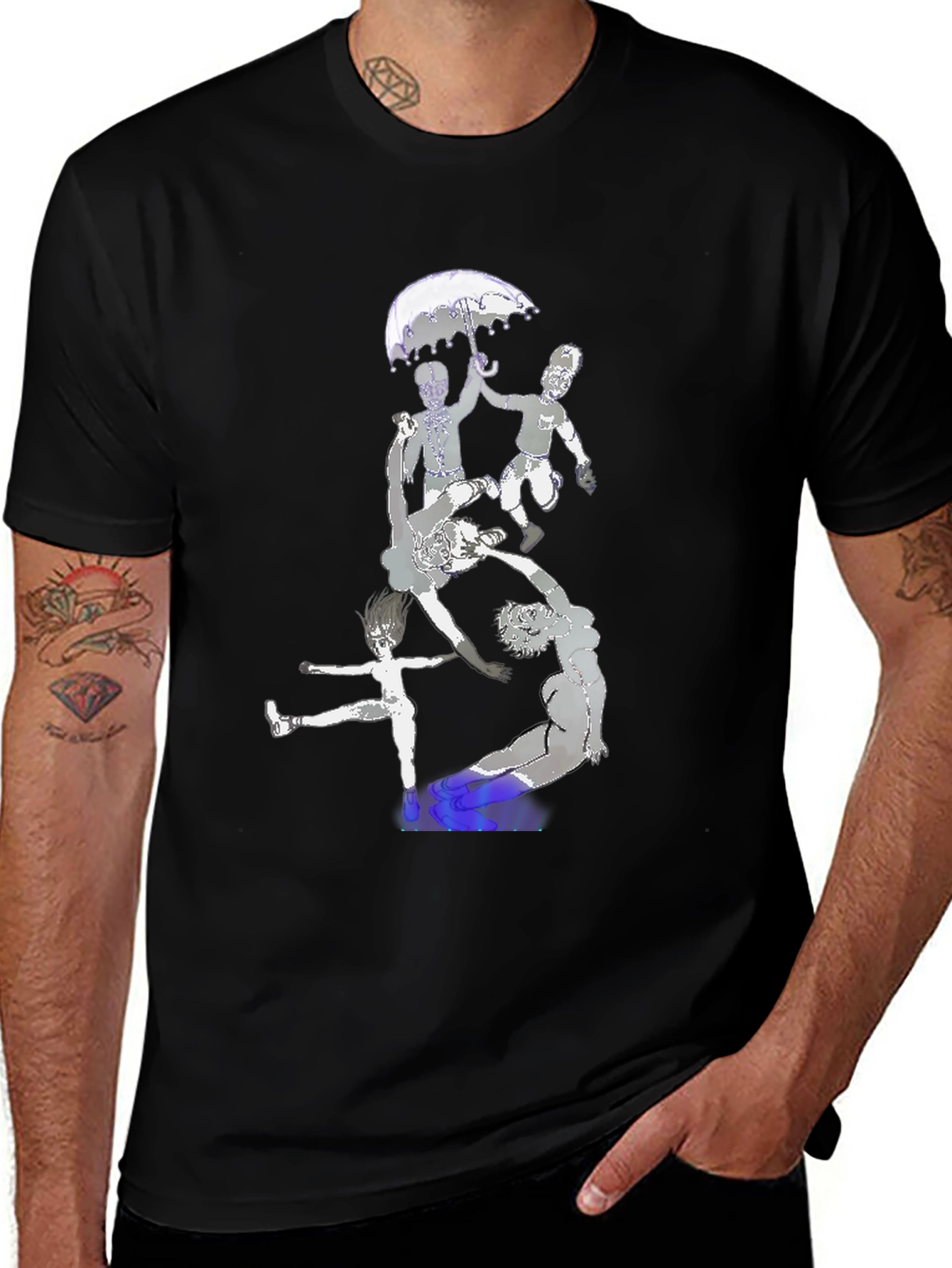 Variant 26 of Artistic Graphic Print Black T-Shirt