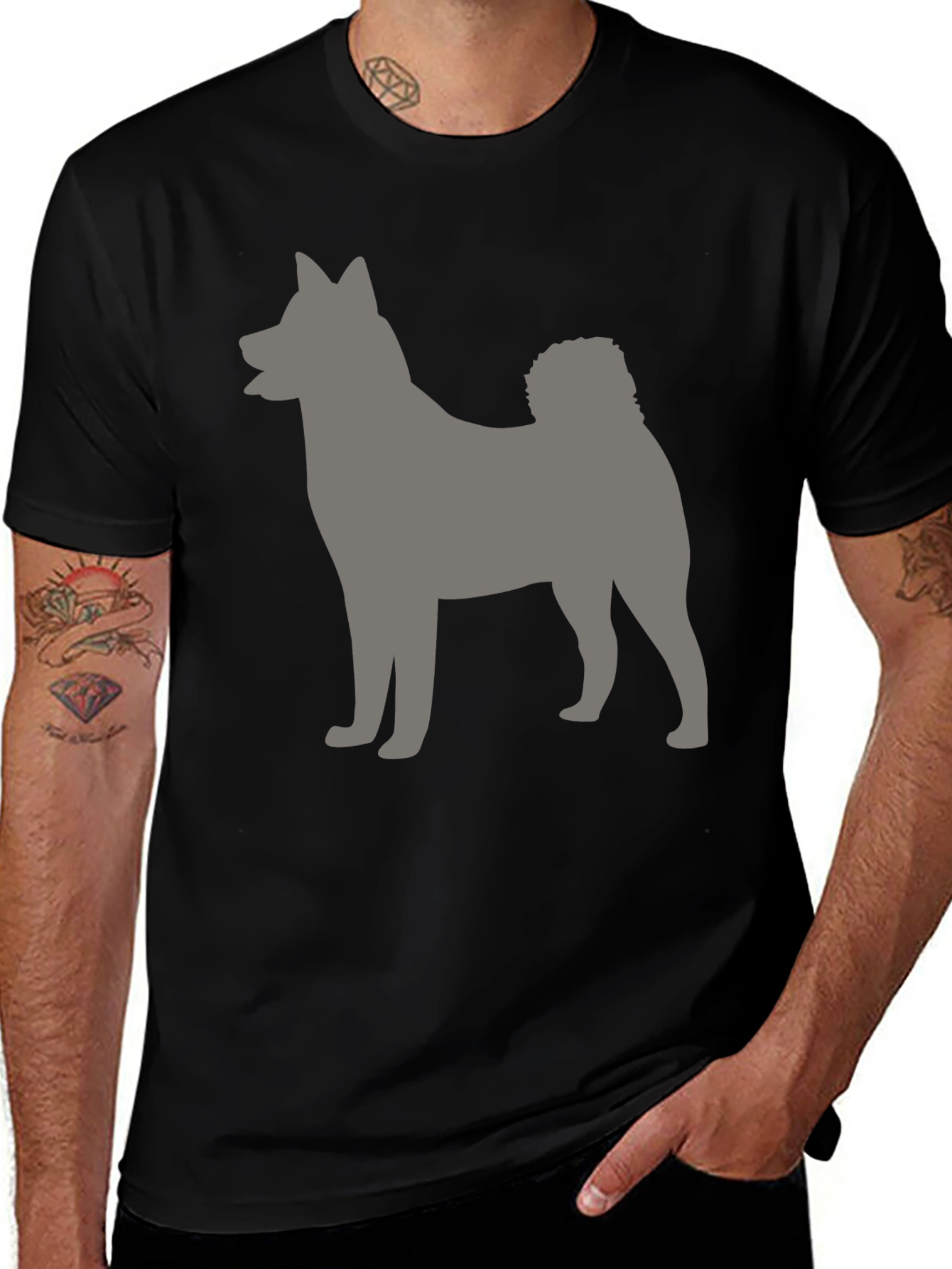 Variant 4 of Dog Silhouette Graphic Tee - Black