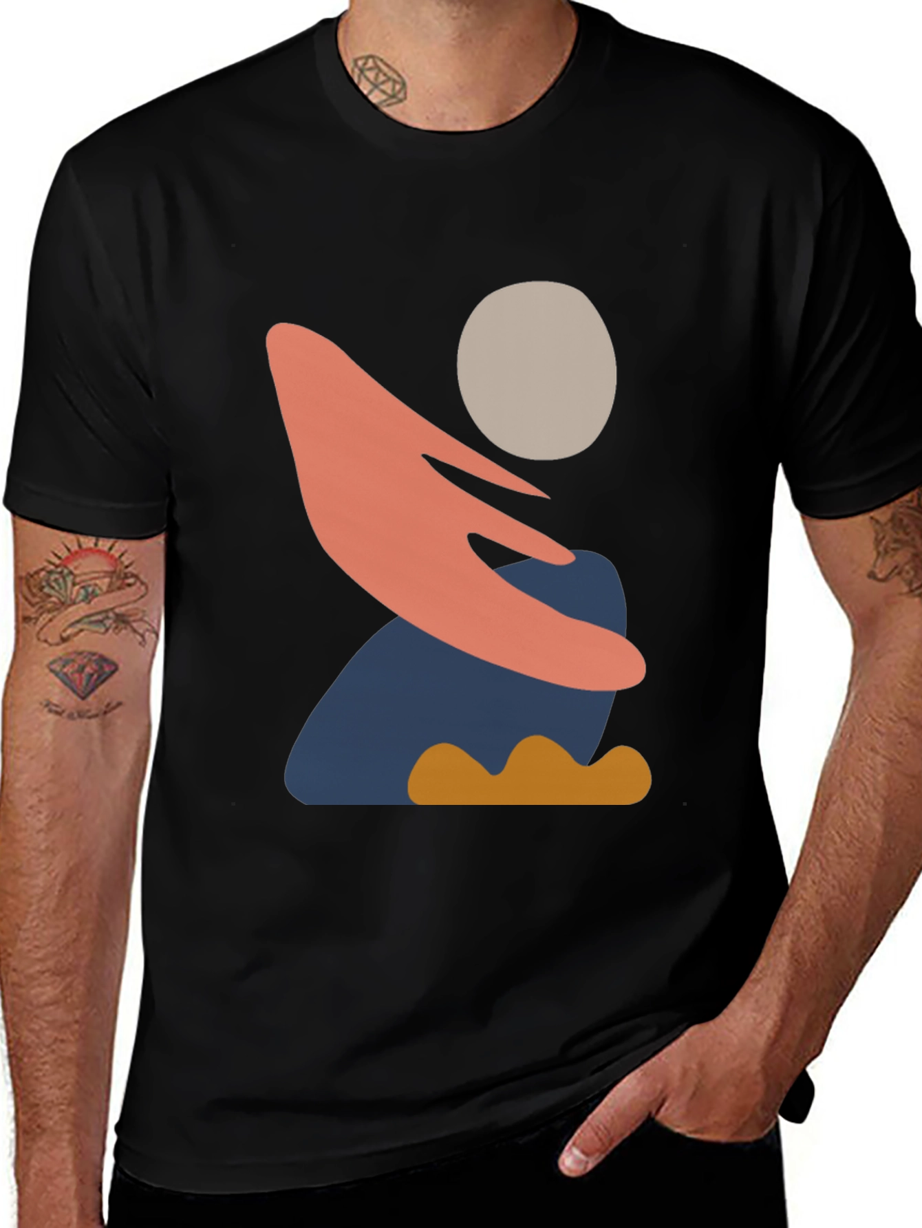 Variant 30 of Abstract Graphic Print Men's Black T-Shirt