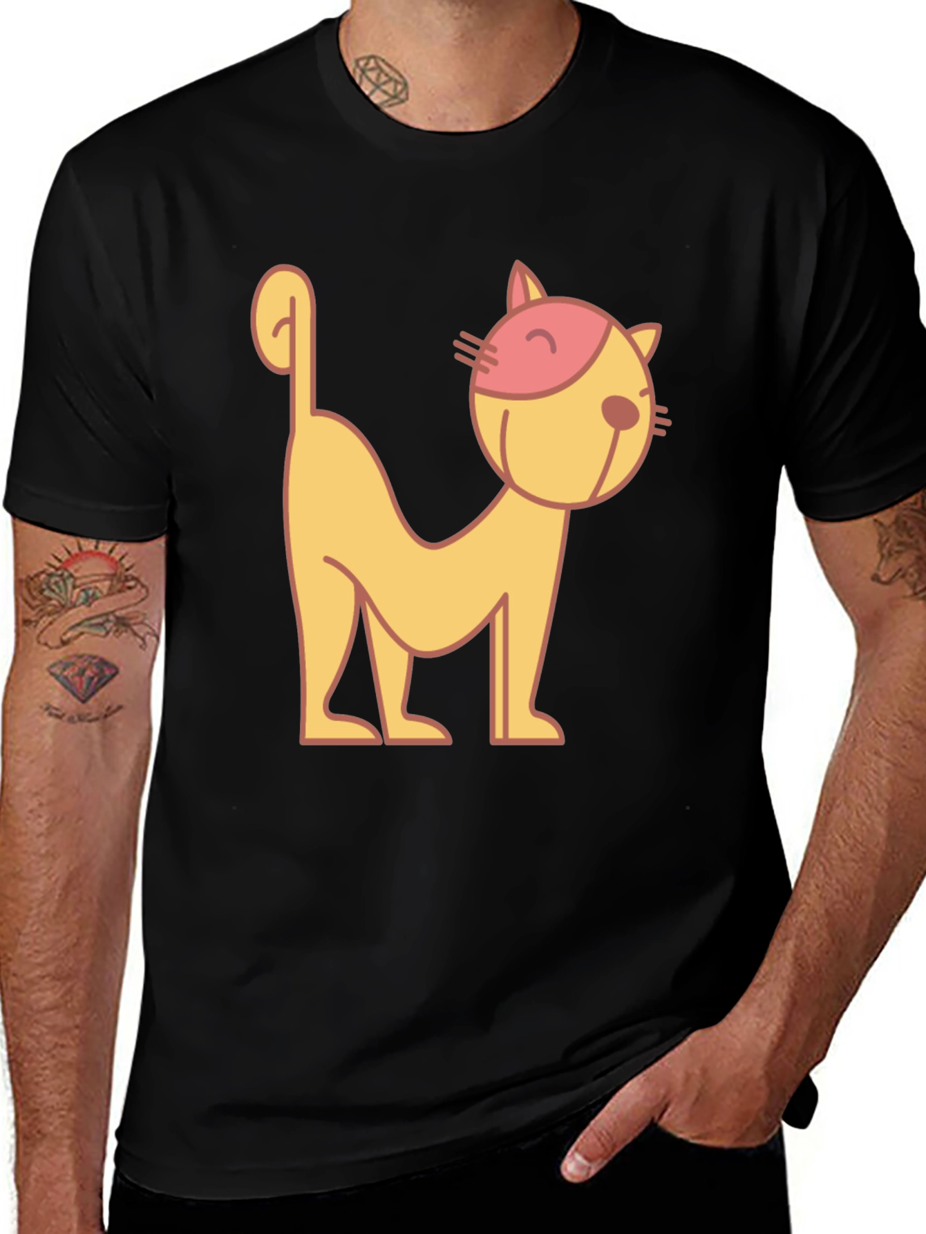 Variant 19 of Cute Cat Graphic Black T-Shirt