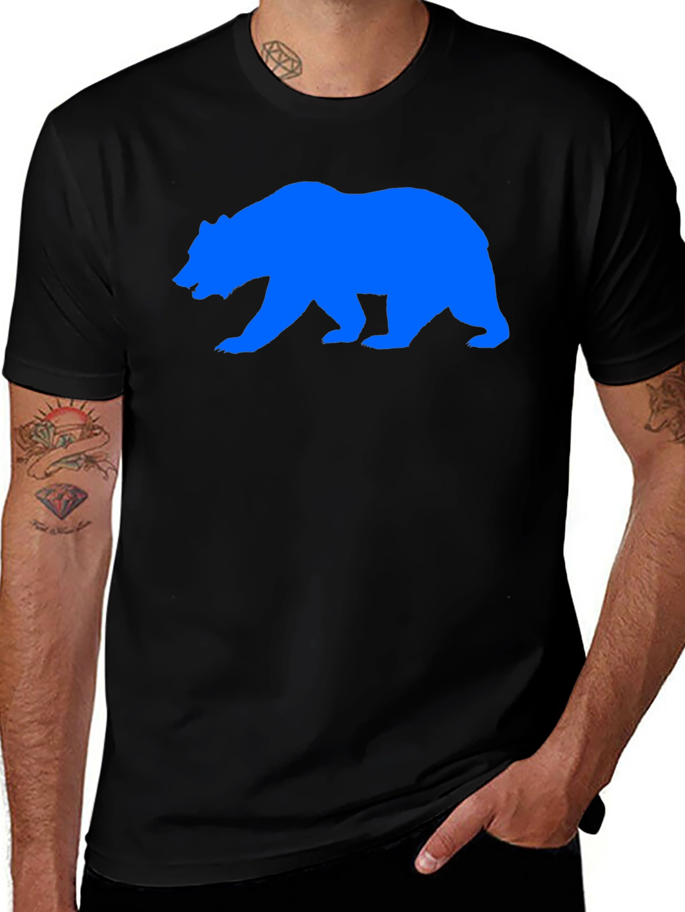 Variant 10 of Bear Graphic Print Black T-Shirt