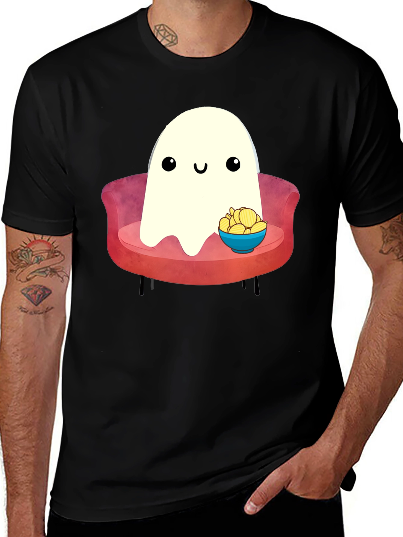 Variant 5 of Cute Ghost on Couch Graphic Tee