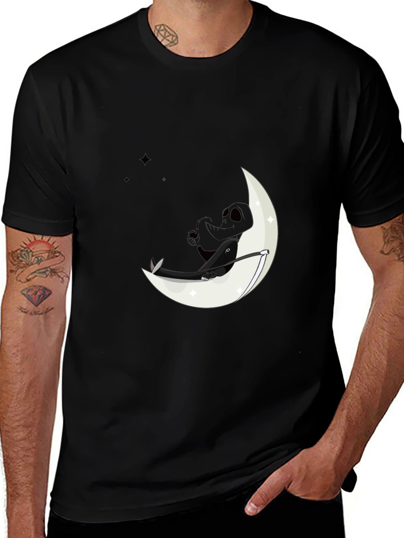 Variant 21 of Moon Dreamer Graphic Tee - Black Cotton Comfort