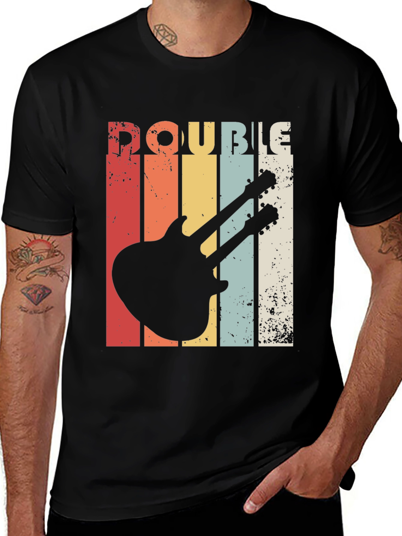 Variant 14 of Retro Double Neck Guitar T-Shirt