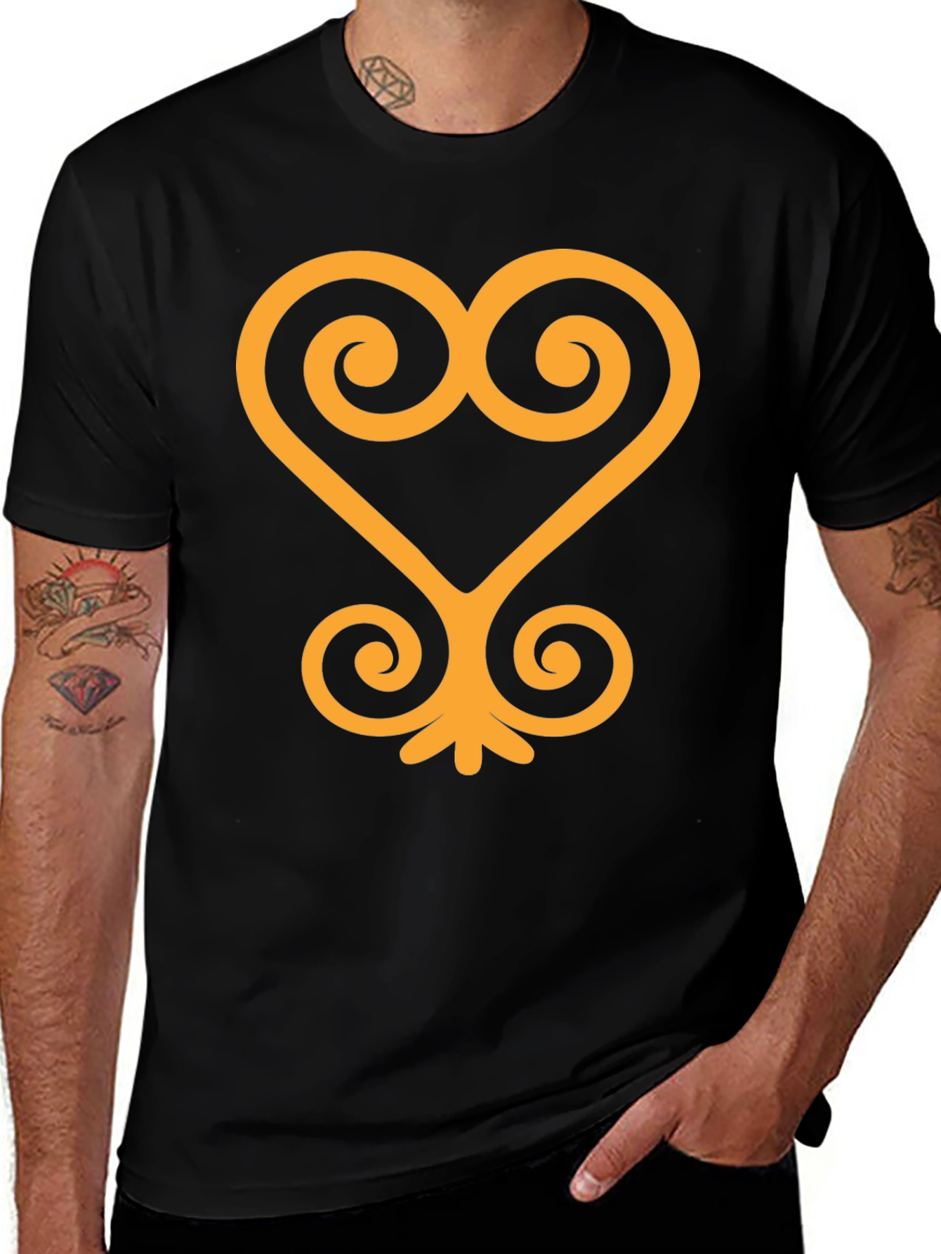 Variant 2 of Black T-Shirt with Adinkra Symbol