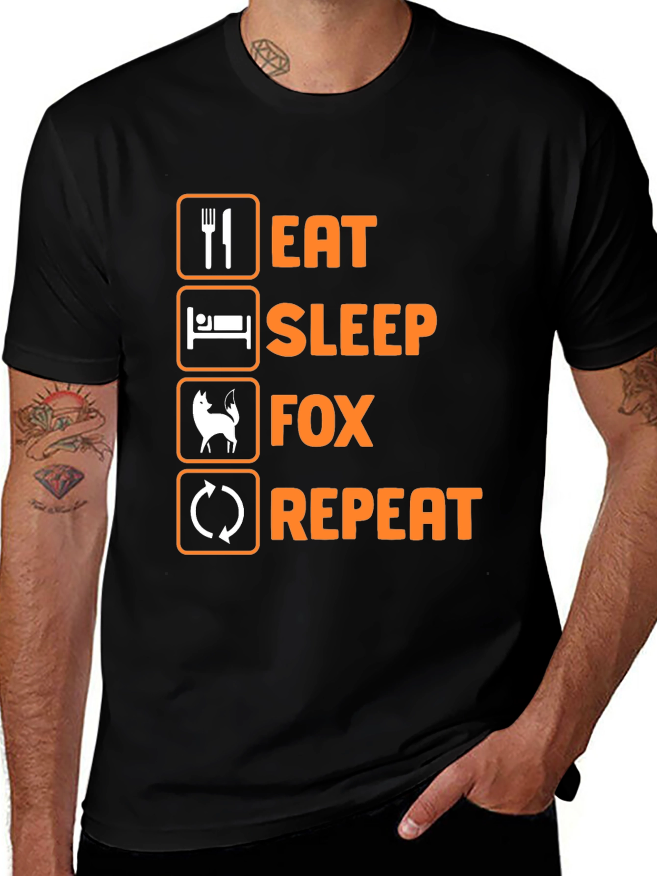 Variant 20 of Eat Sleep Fox Repeat Graphic Tee