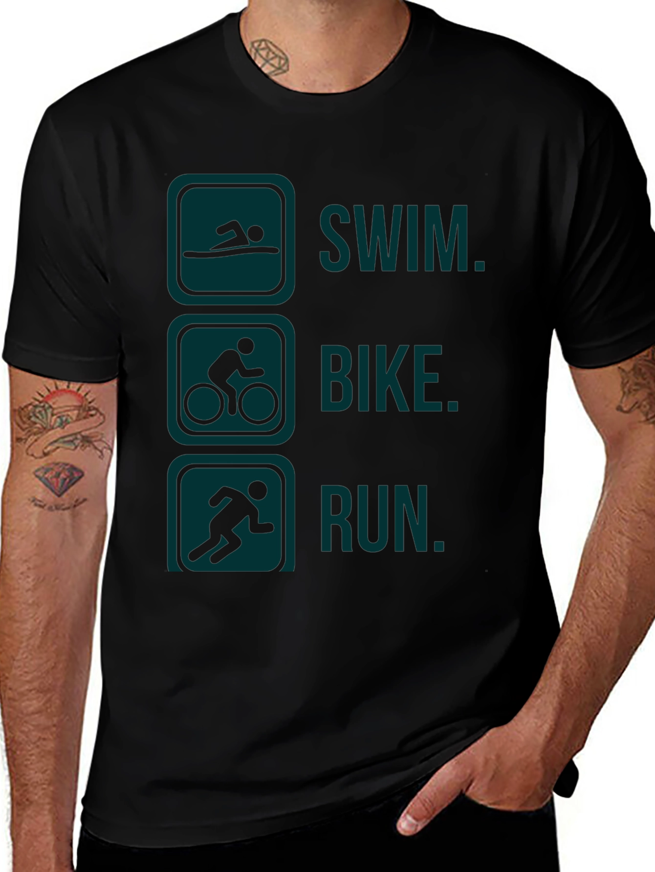 Variant 27 of Triathlon T-Shirt: Swim, Bike, Run - Athlete's Choice