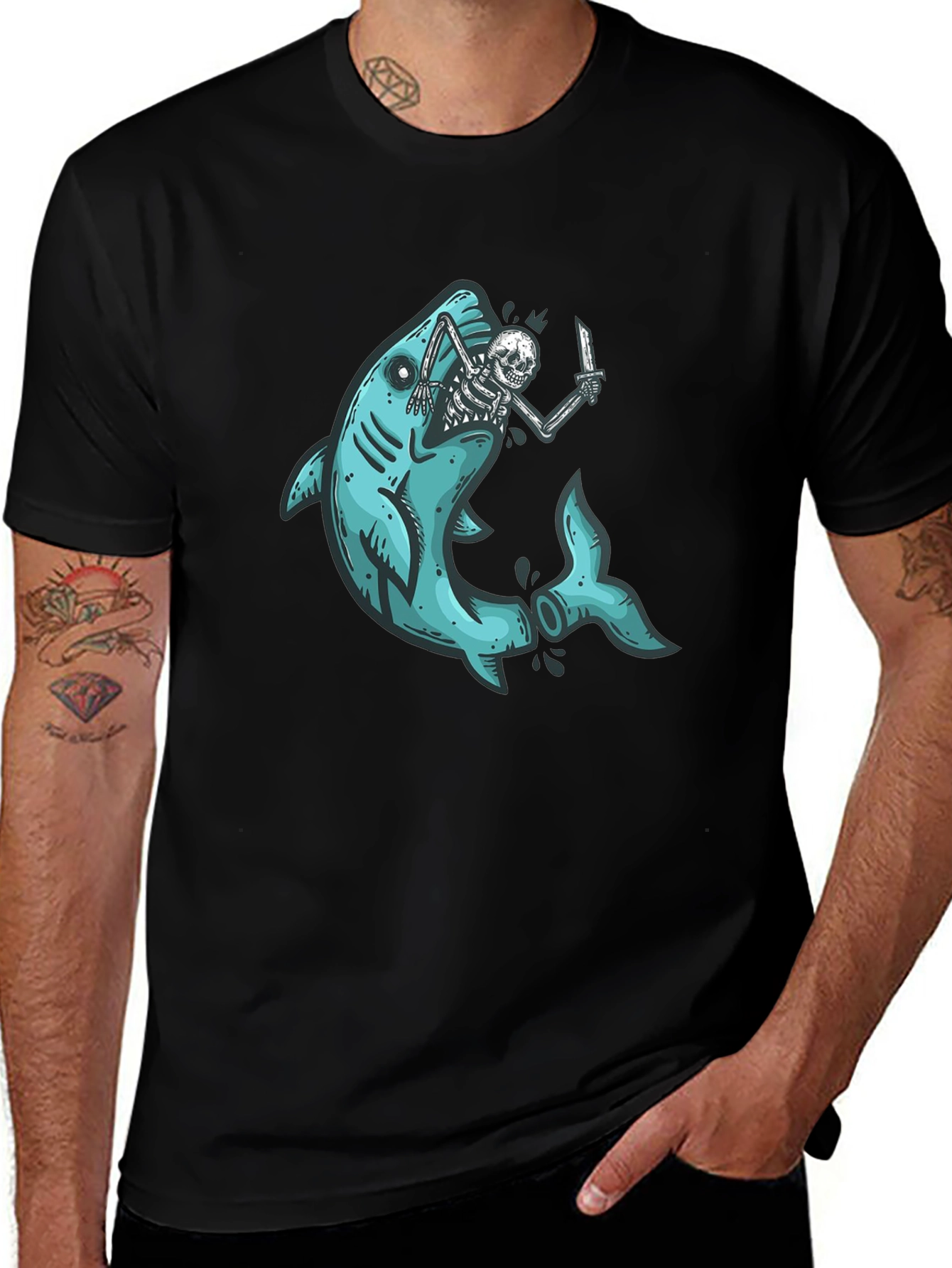 Variant 21 of Shark Attack Skeleton T-Shirt