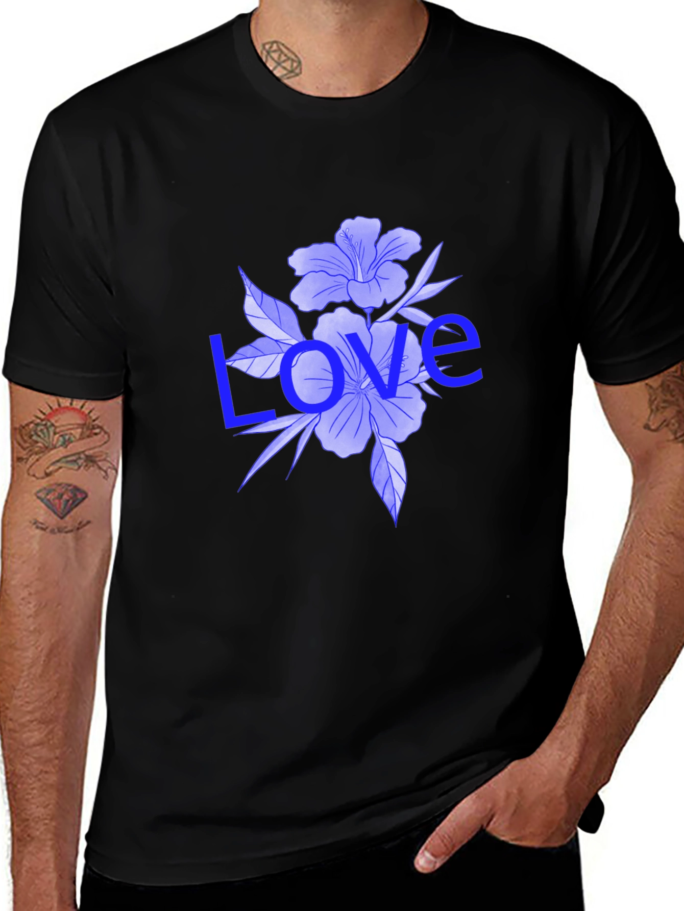 Variant 12 of Love Flower Graphic Black T-Shirt