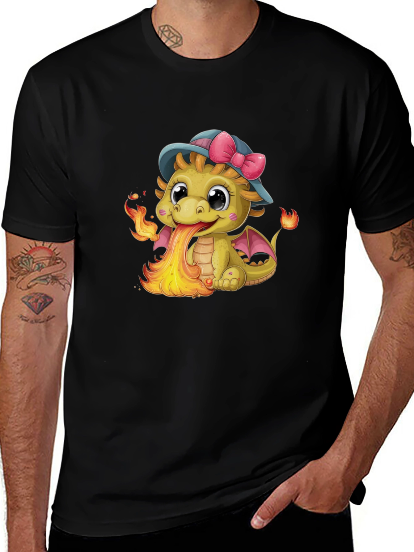 Variant 2 of Cute Dragon Fire Breath Graphic Tee