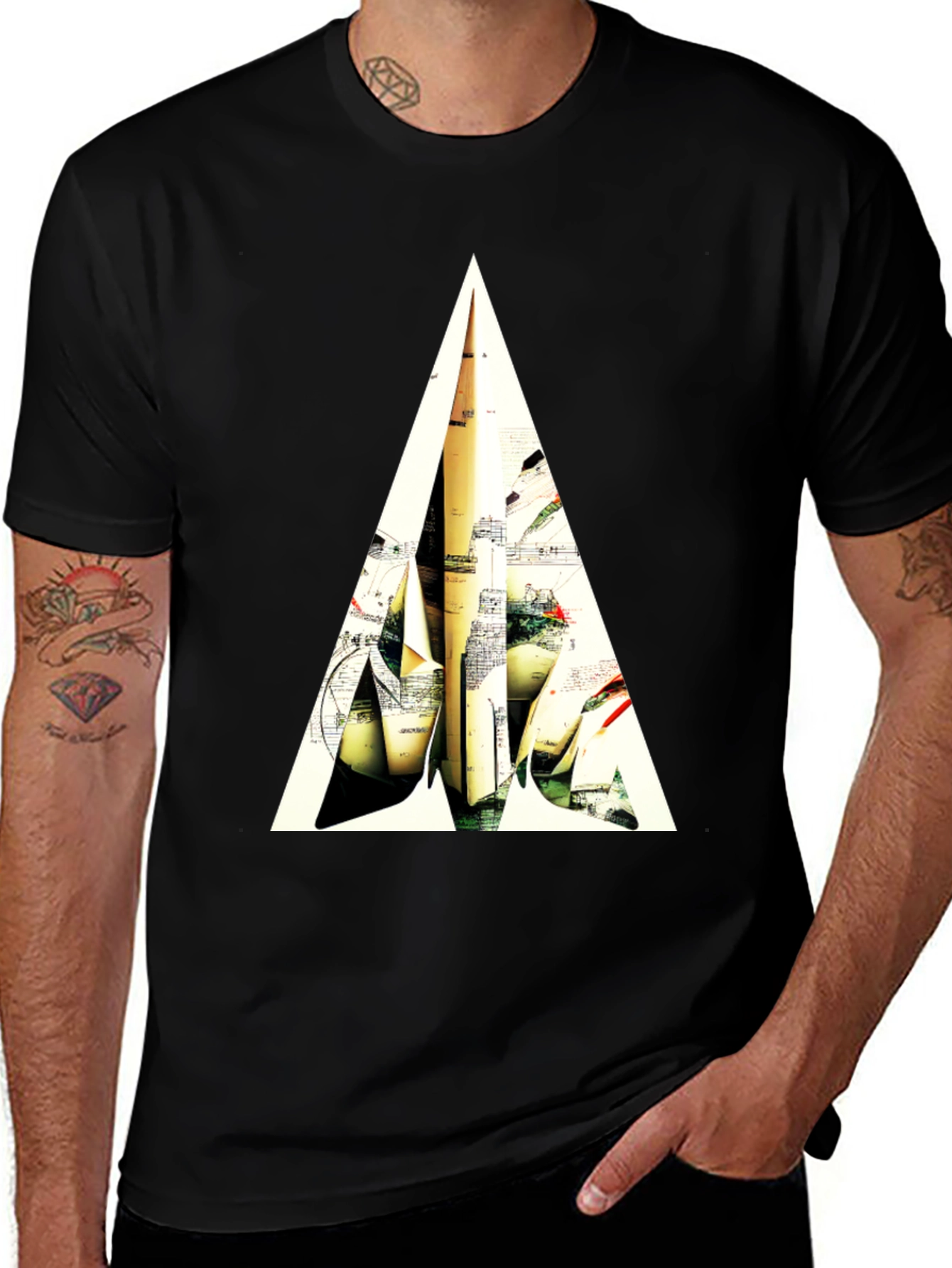 Variant 21 of Modern Triangle Art Men's Black T-Shirt