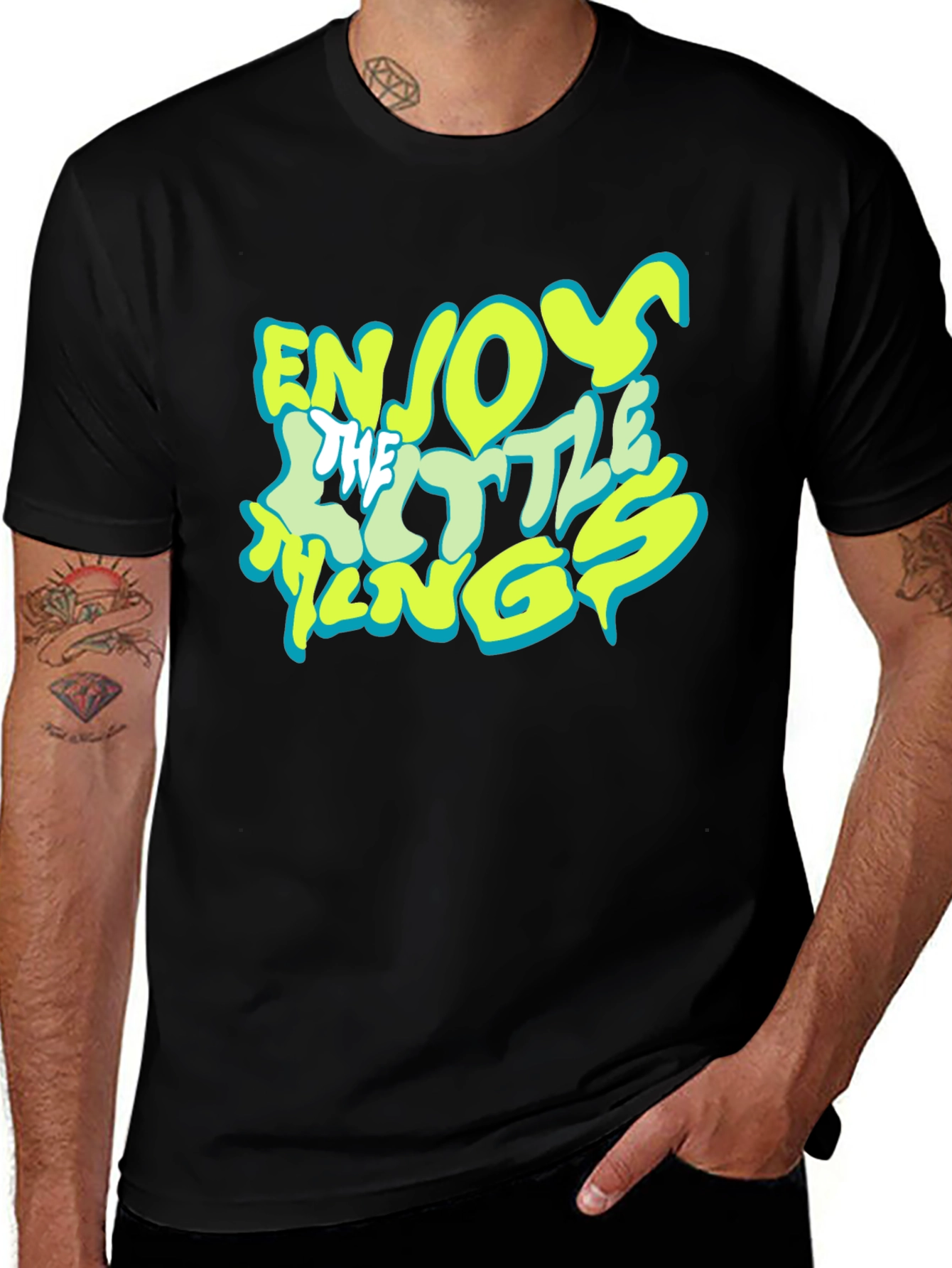 Black Enjoy The Little Things Black Graphic Tee main image