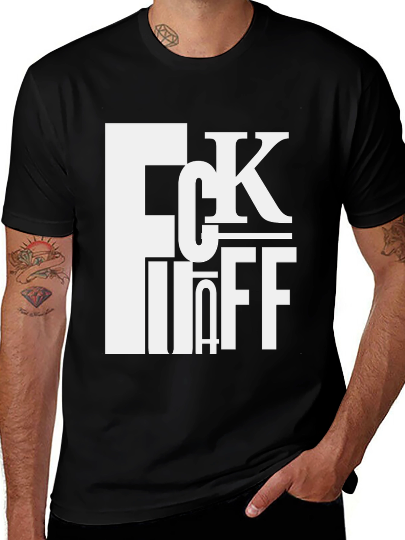 Variant 21 of FCK OFF Bold Graphic Tee - Black Cotton